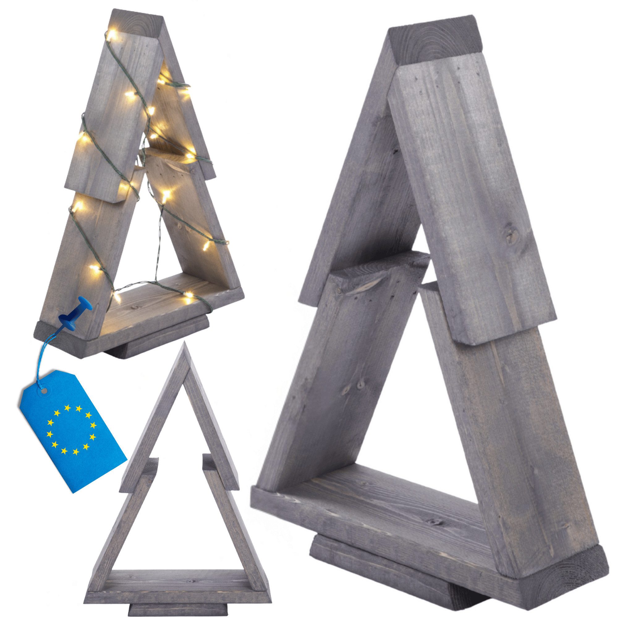Modo24 Künstlicher Weihnachtsbaum Deko Tannenbaum aus Kiefernholz, in verschiedenen Größen & Farben, Moderne & Klassische, für Innen & Außen, Handgefertigt, 2D & 3D Design