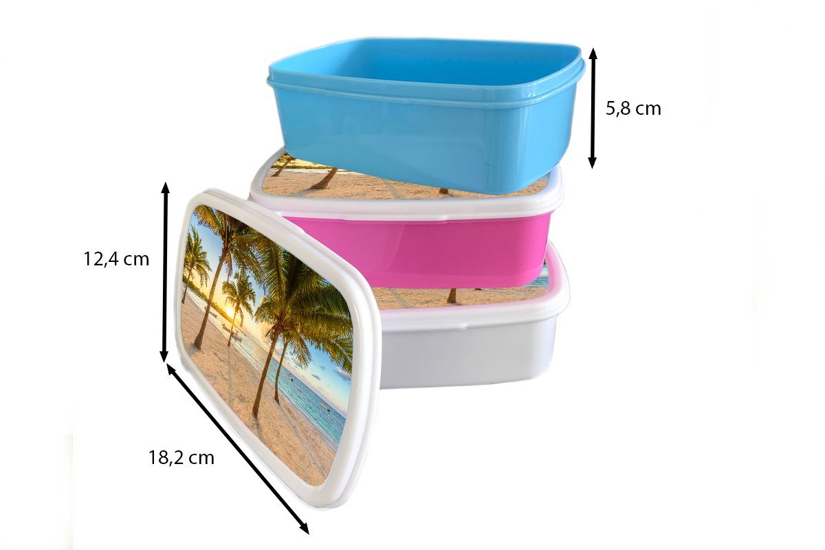 MuchoWow Sonnenuntergang, Lunchbox Kunststoff, Erwachsene, Kinder Mexiko Jungs - Brotbox - - und für Brotdose, weiß Meer für und Mädchen Strand (2-tlg),