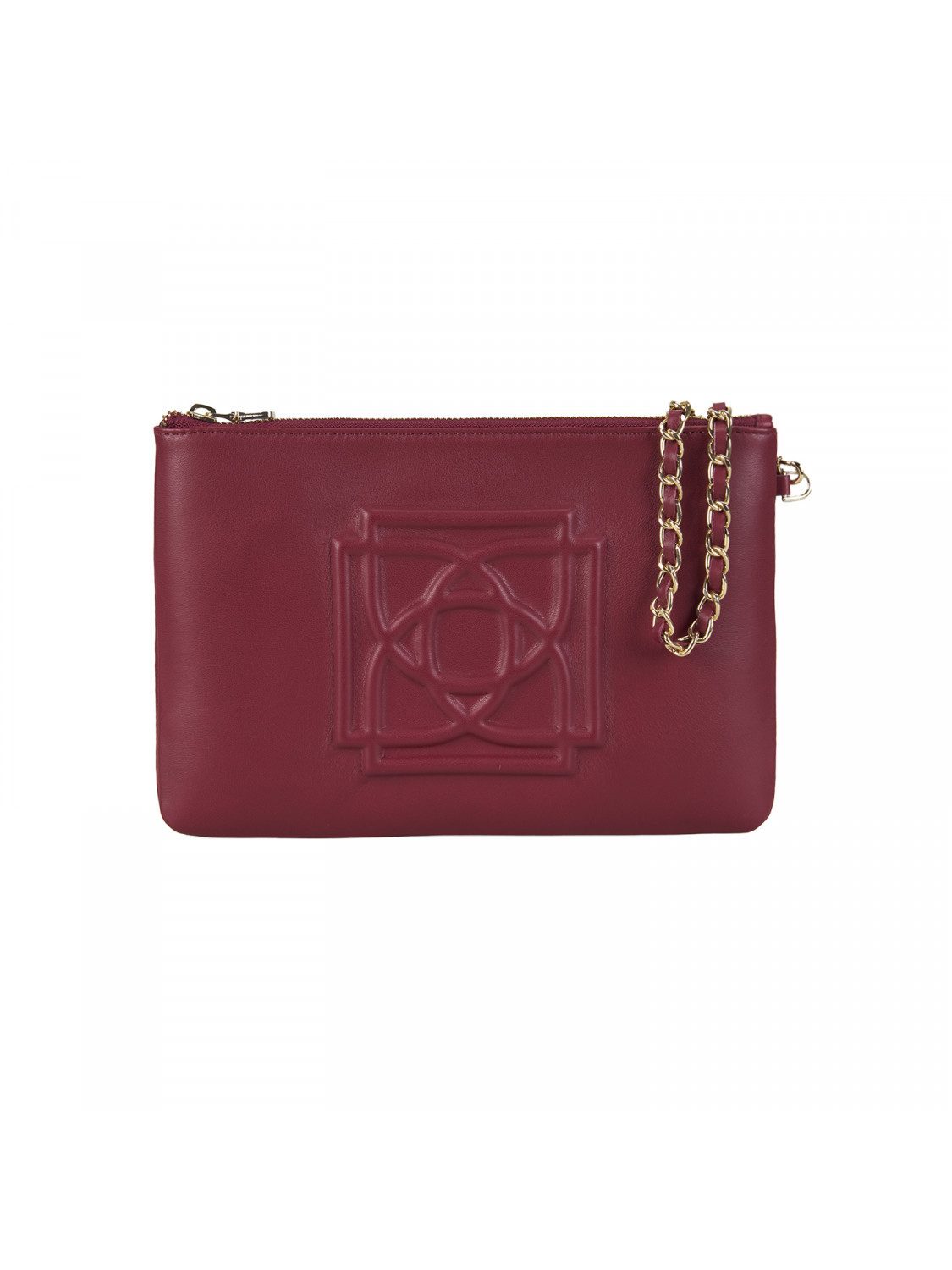 Desa Clutch Damen-Lederhandtasche – Luxuriöser Kettenriemen, sicherer Reißverschl