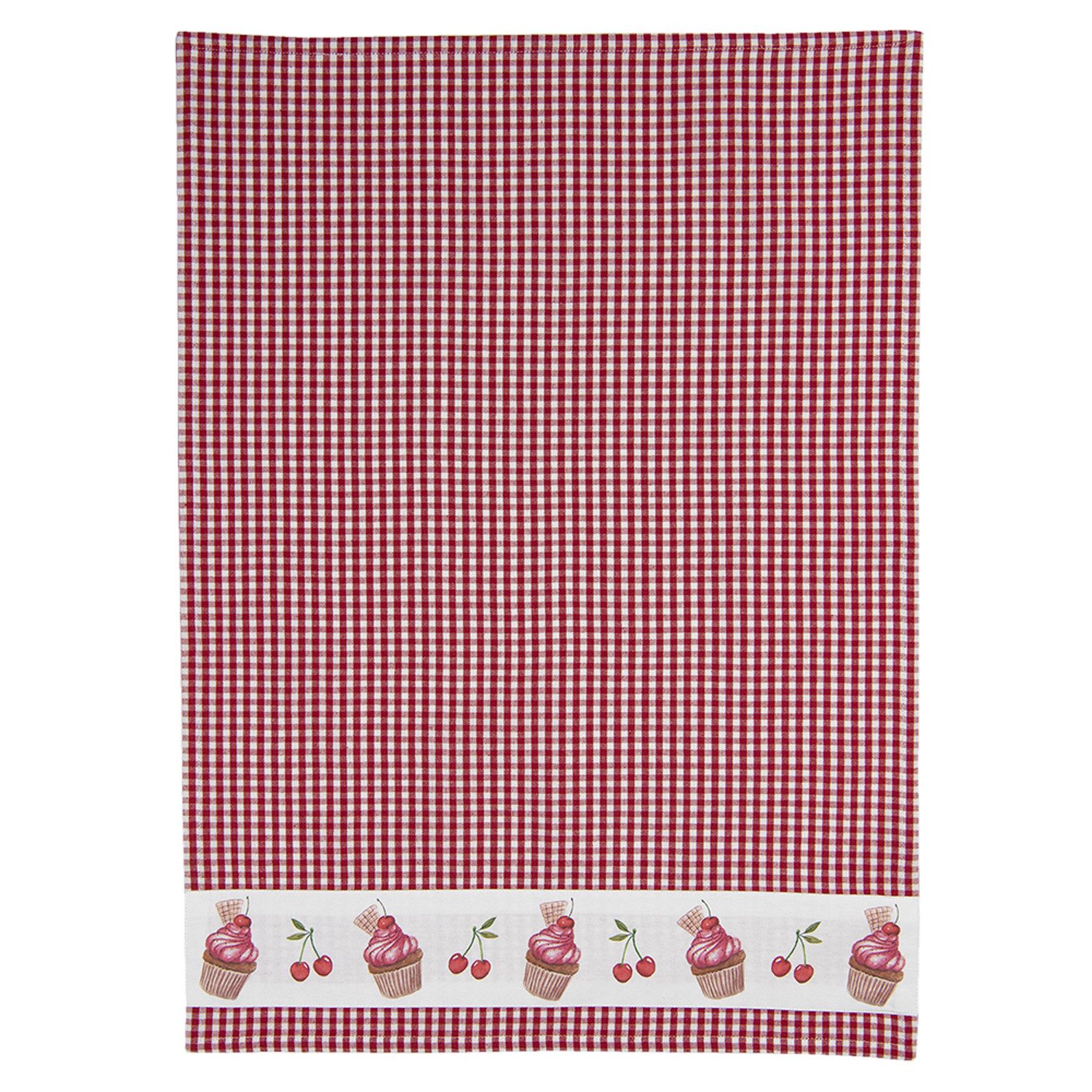 Clayre & Eef Geschirrtuch Cherry Cupcakes, (Set, 3-tlg., 3-teilig), Geschirrtücher (3 Stück), ca.50x70cm Baumwolle