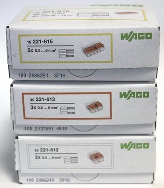 Genisys Rasenmähroboter Wago 221-6 Klemmen SET 50x 221-612, 30x 221-613, 15x 221-615 Kabel