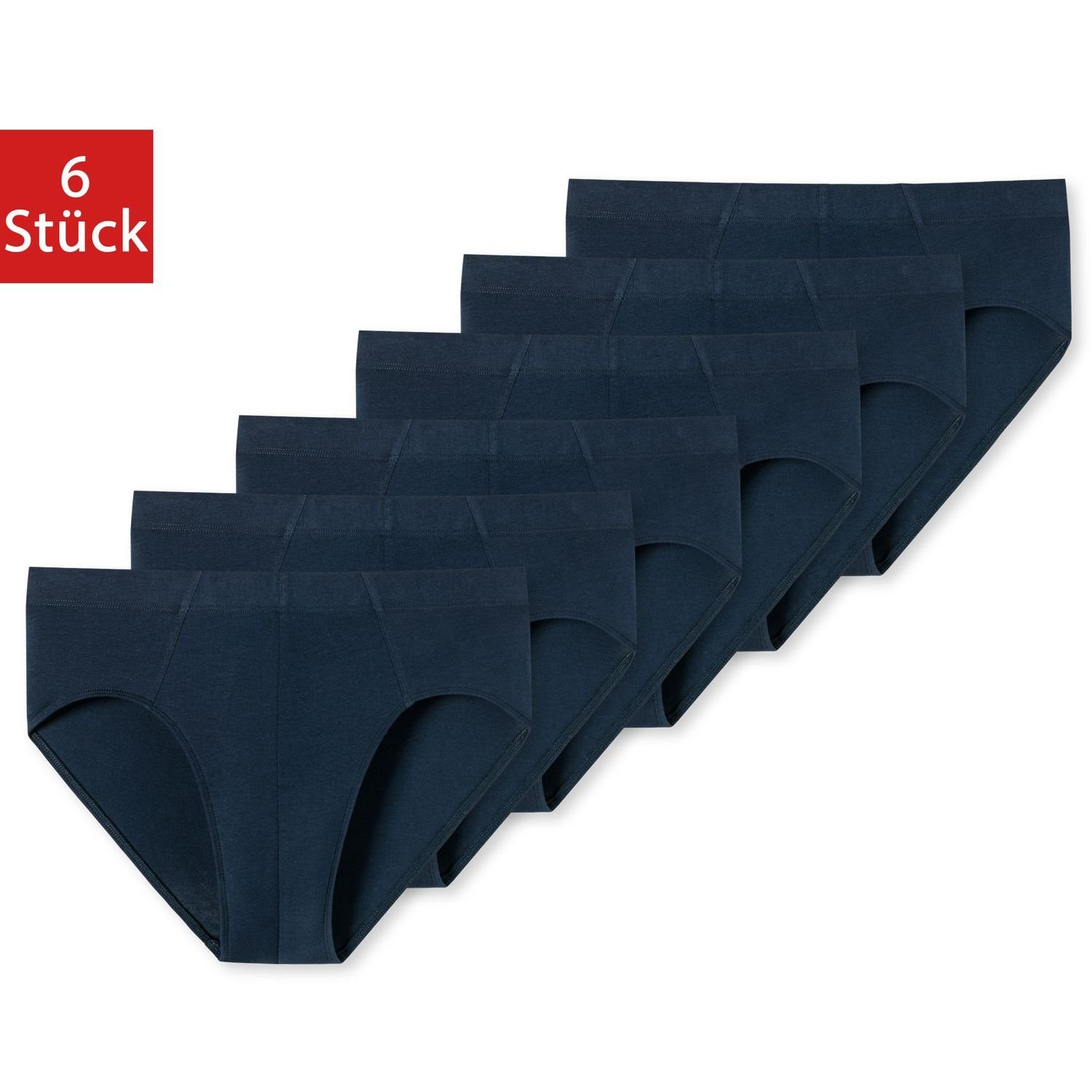 Schiesser Slip Supermini (6-St) ohne 6er im Pack Navy aufgedoppelter Frontbereich, Eingriff