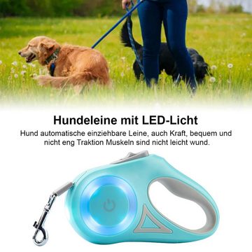 Novzep Anbinde- / Führstrick Leuchtende Hundeleine – RGB-Streamer-Lichtring, 5 m frei einziehbare Hundeleine
