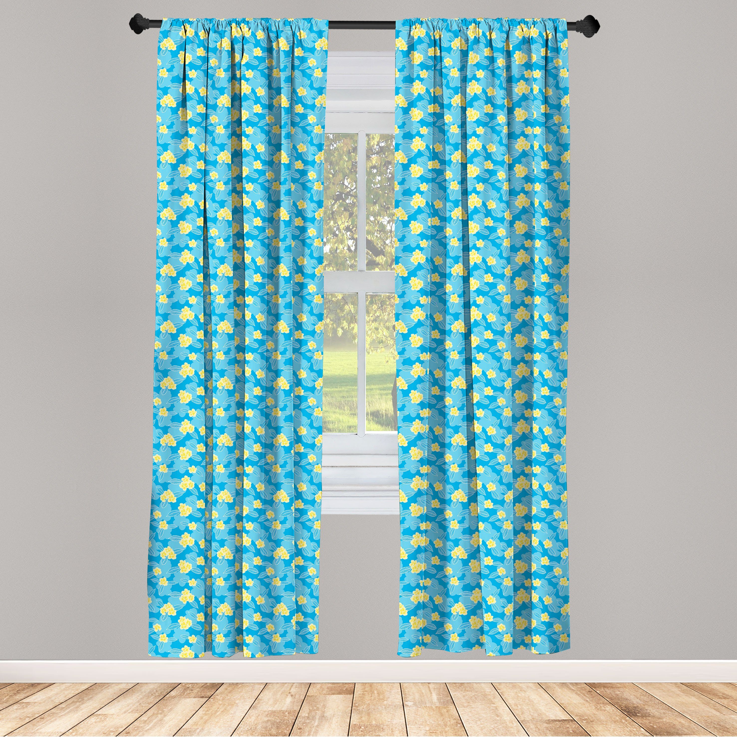 Gardine Vorhang für Wohnzimmer Schlafzimmer Blumen Microfaser, Dekor, Abakuhaus, Frühling Plumeriafrangipani