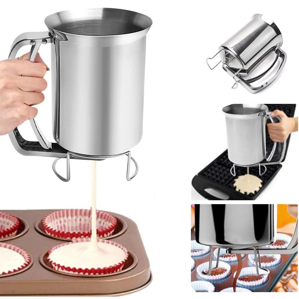 PFCTART Teigportionierer Teigspender aus rostfreiem Stahl, teigspender, Teig Kuchen Teigspender, (Set, 1-tlg., Teigspender für Kuchen, Muffins & Pfannkuchen), Mit 14-mm-Auslass, großer Öffnung & ergonomischem Griff