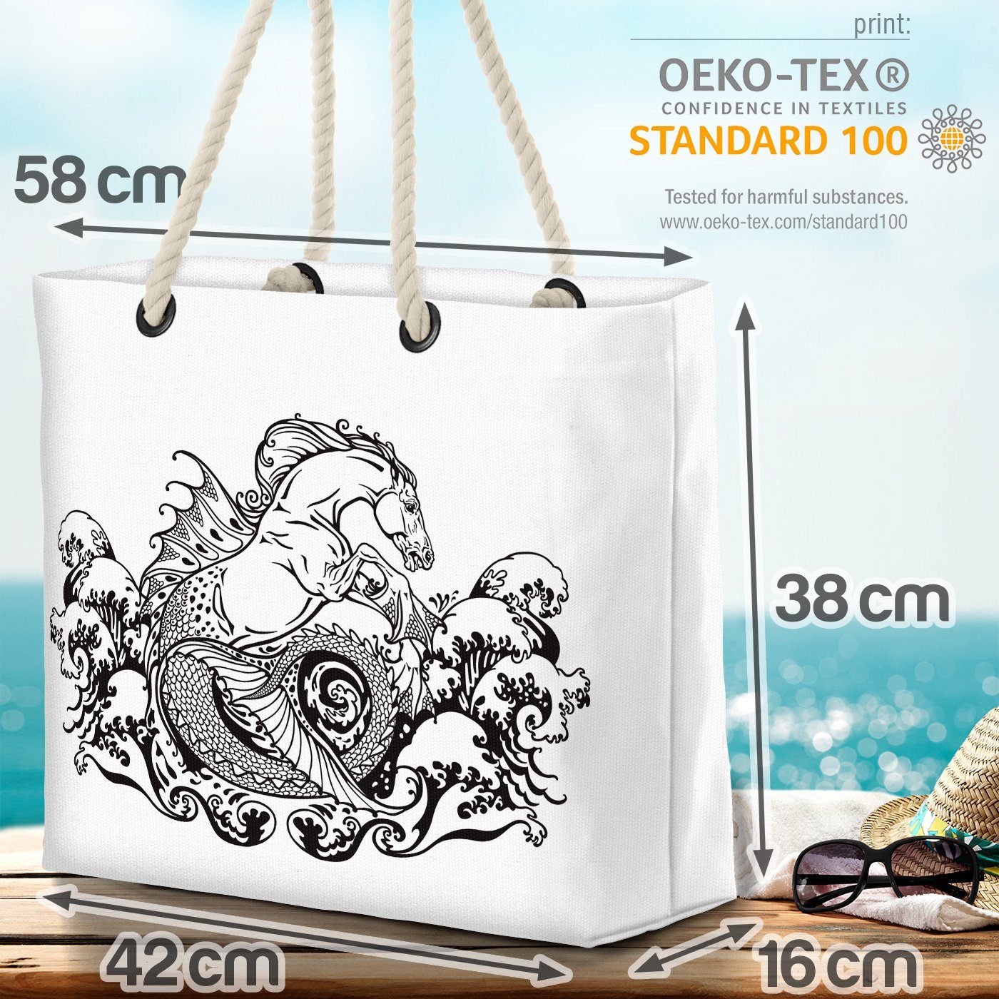 Seepferdchen Mythisch Mythologie Mythisch Wellen Wellen Seepferdchen (1-tlg), VOID Strandtasche