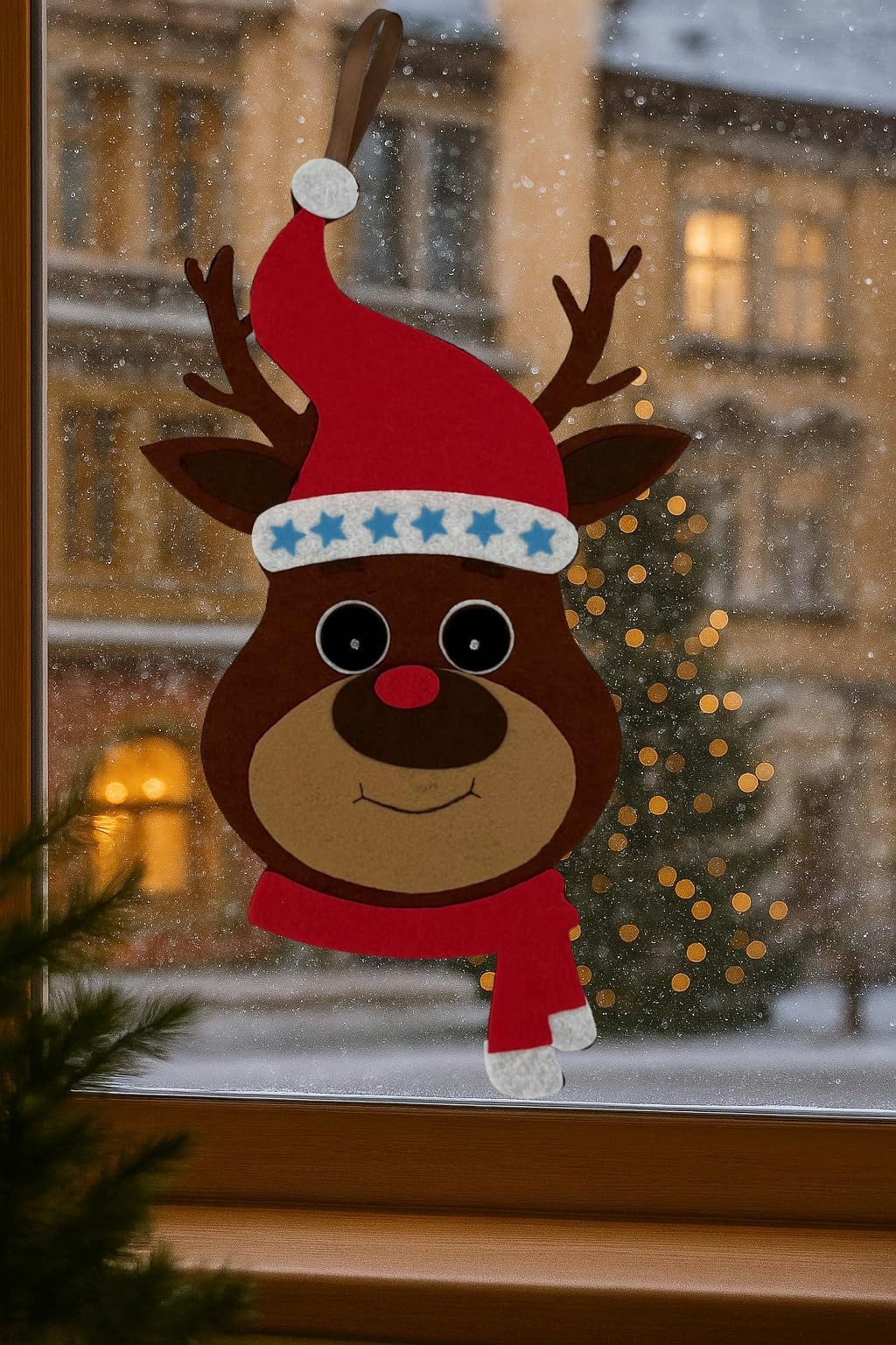Delindo Lifestyle Fensterbild zu Weihnachten, beidseitige Filz Dekoration für Fenster und Türen