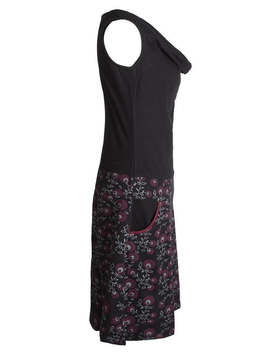 Vishes Sommerkleid Kleid Blumen-Muster, Wasserfall-Kragen und Taschen Hippie, Ethno, Goa, Elfen Style