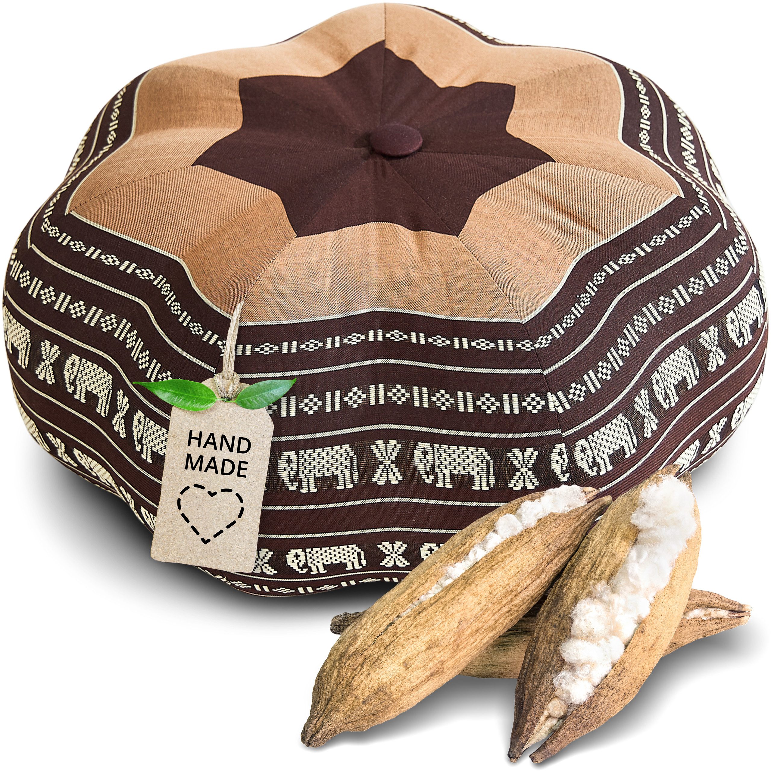 livasia Meditationskissen Zafukissen Stern groß, vegan und handgefertigt, Ø 40x20cm, Kapok