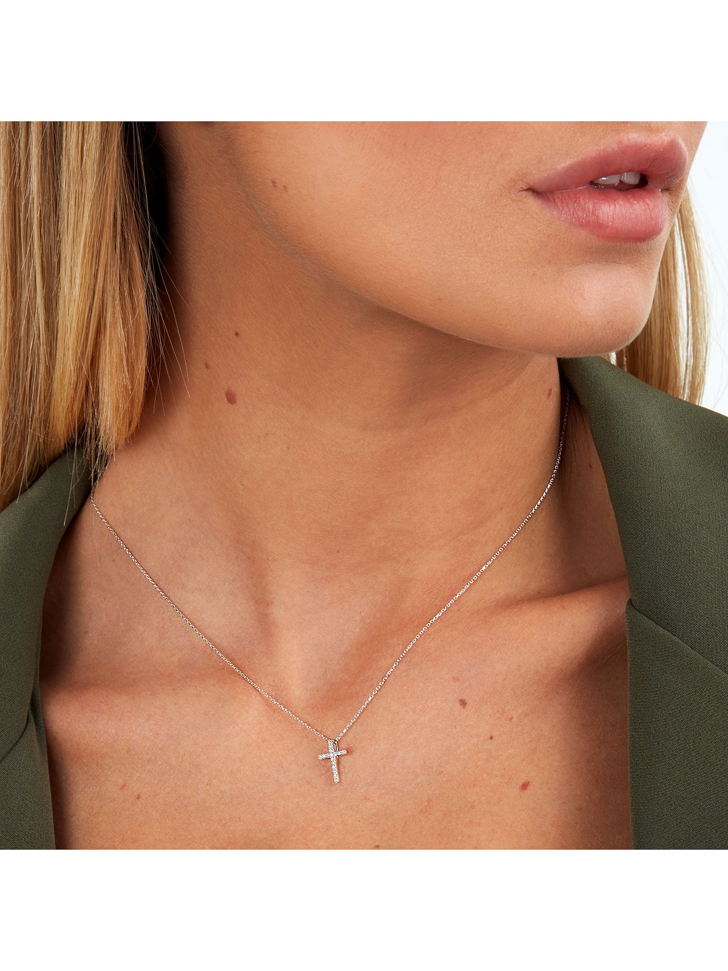 CHRIST Collier CHRIST Damen-Kette 585er Weißgold 16 Diamant Kreuz