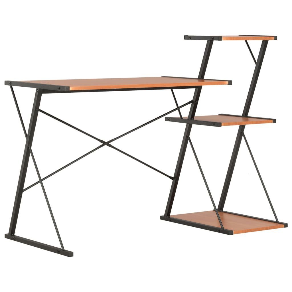 furnicato Schreibtisch mit Regal Schwarz und Braun 116×50×93 cm