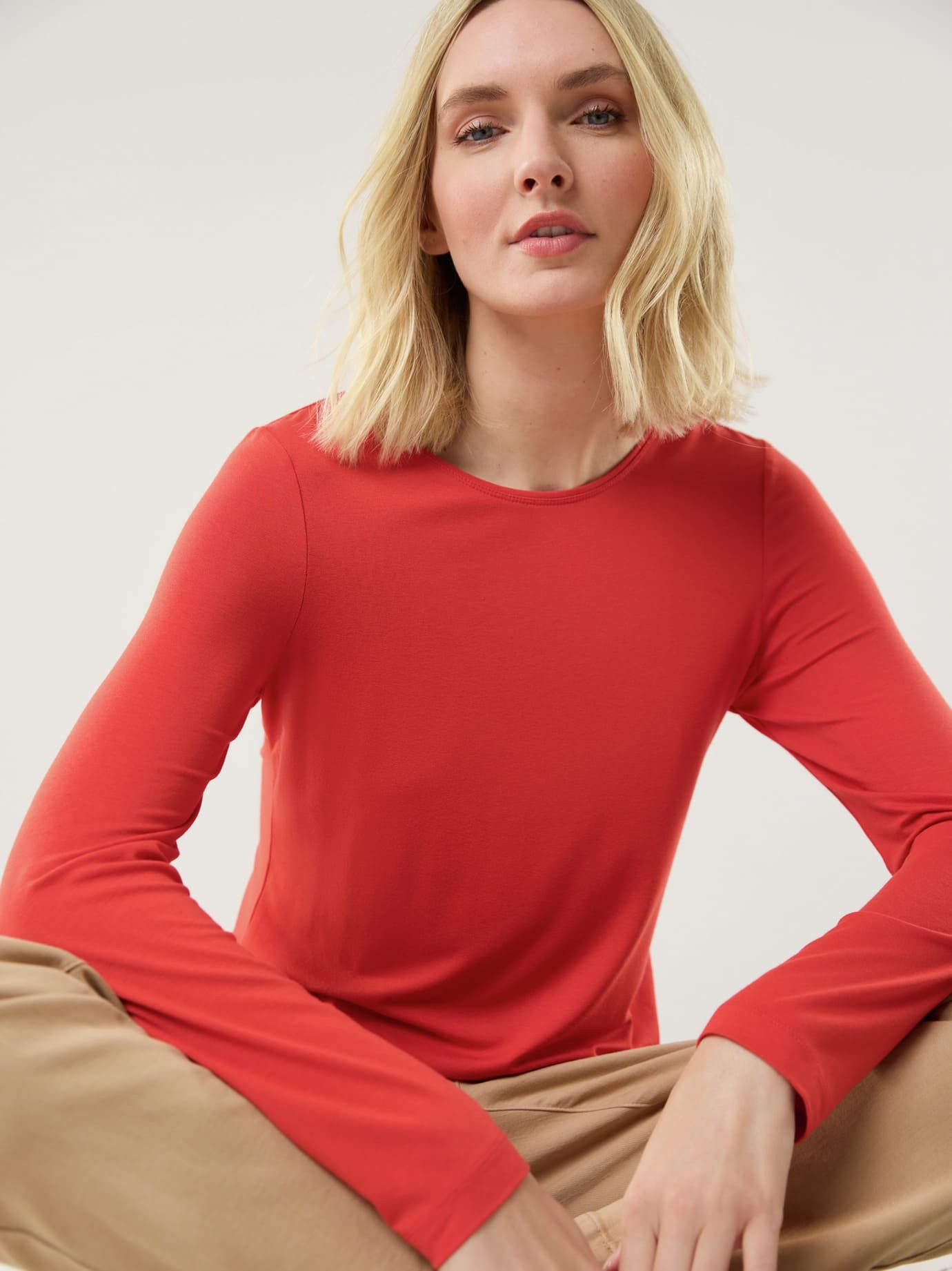 Walbusch Langarmshirt Damen Viskose-Shirt Langarm Rundhals leicht tailliert, Rundhals