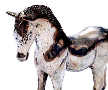 Brillibrum Dekofigur Pferde-Figur Silber Dekoration Statue Horse Hengst Silber Skulptur aus Metall versilbert Deko Pferd