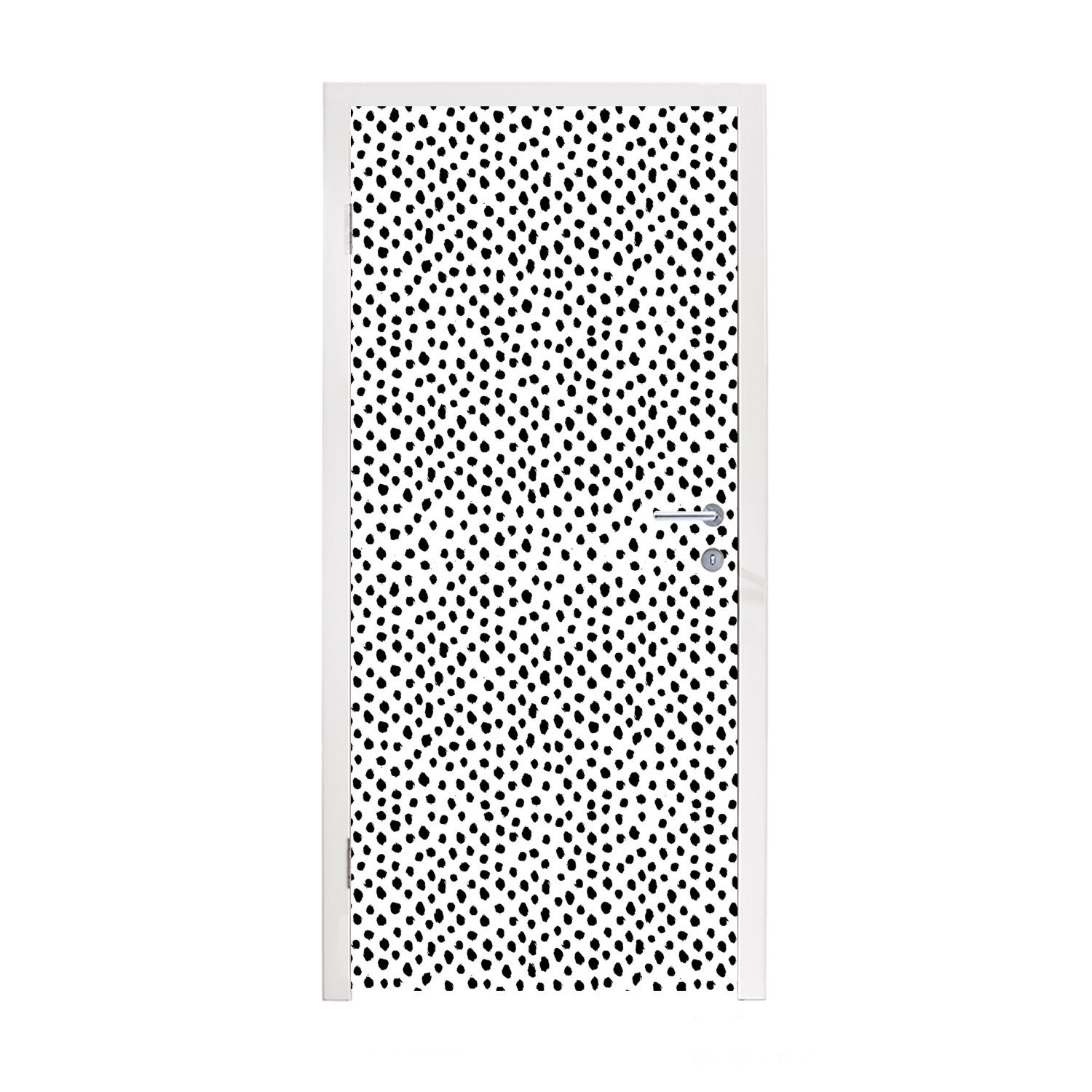 MuchoWow Türtapete Polka dots - St), 75x205 Weiß, Schwarz cm für bedruckt, (1 Tür, Fototapete Matt, Türaufkleber, 