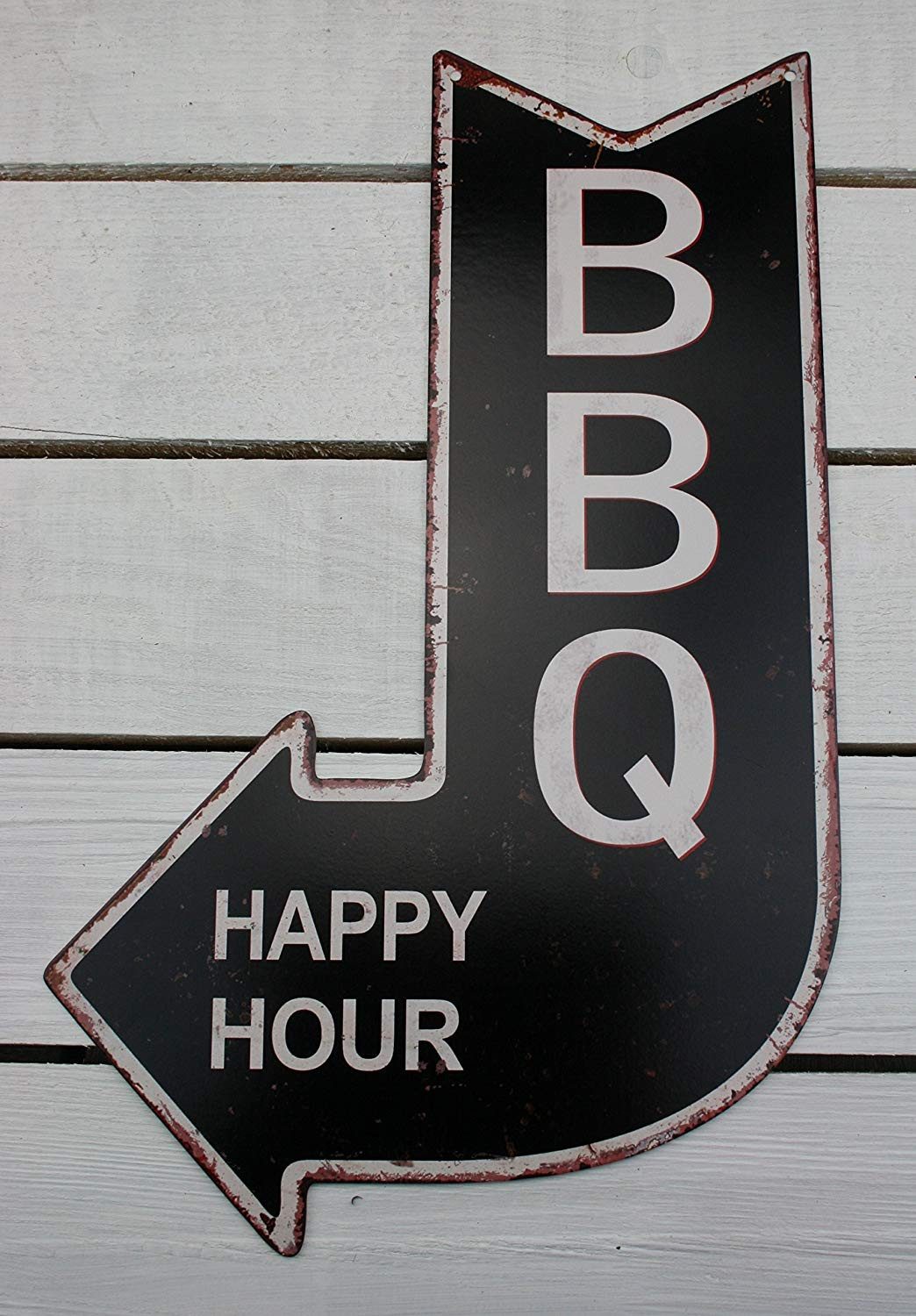Moritz Metallschild Blechschild Schild BBQ Happy Hour schwarz, (Einzeln), 20 x 25cm Vintage Retro Deko Schild Metallschild Wandbild Schild