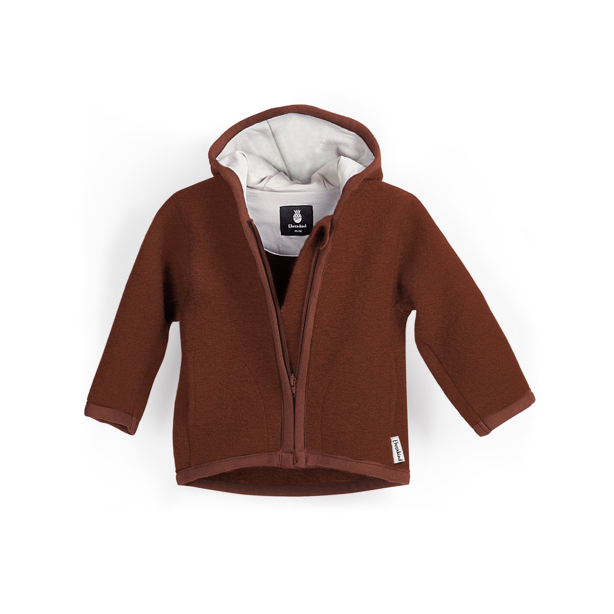 Ehrenkind Walkjacke, Jacke für Kinder aus Merino Schurwolle mit Reißverschluss (aus hochwertiger Walkwolle, atmungsaktiv und temperaturausgleichend) Jacke für Jungen und Mädchen