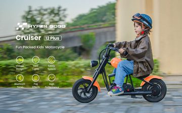Hyper Gogo Elektro-Kindermotorrad Cruiser 12 Plus, Belastbarkeit 65 kg, 12'' Luftreifen mit Bluetooth-Lautsprecher Simulierter Nebel