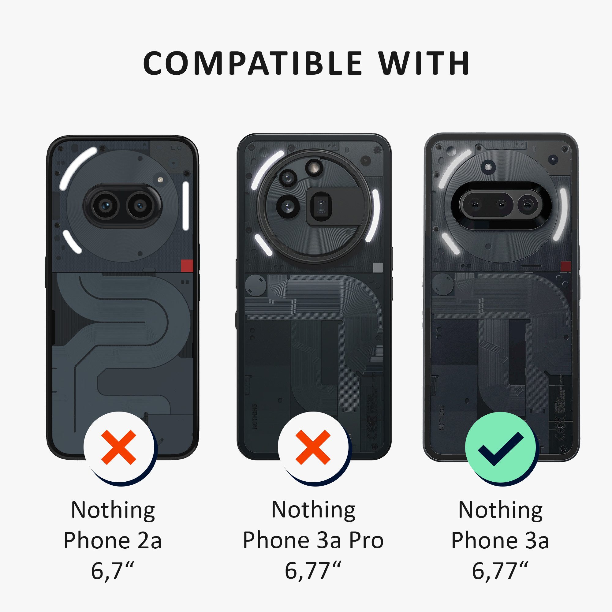 kalibri Handyhülle Hülle für Nothing Phone 3a Case, Handyhülle mit 2x Glas Schutz Folie - Cover Handyhülle