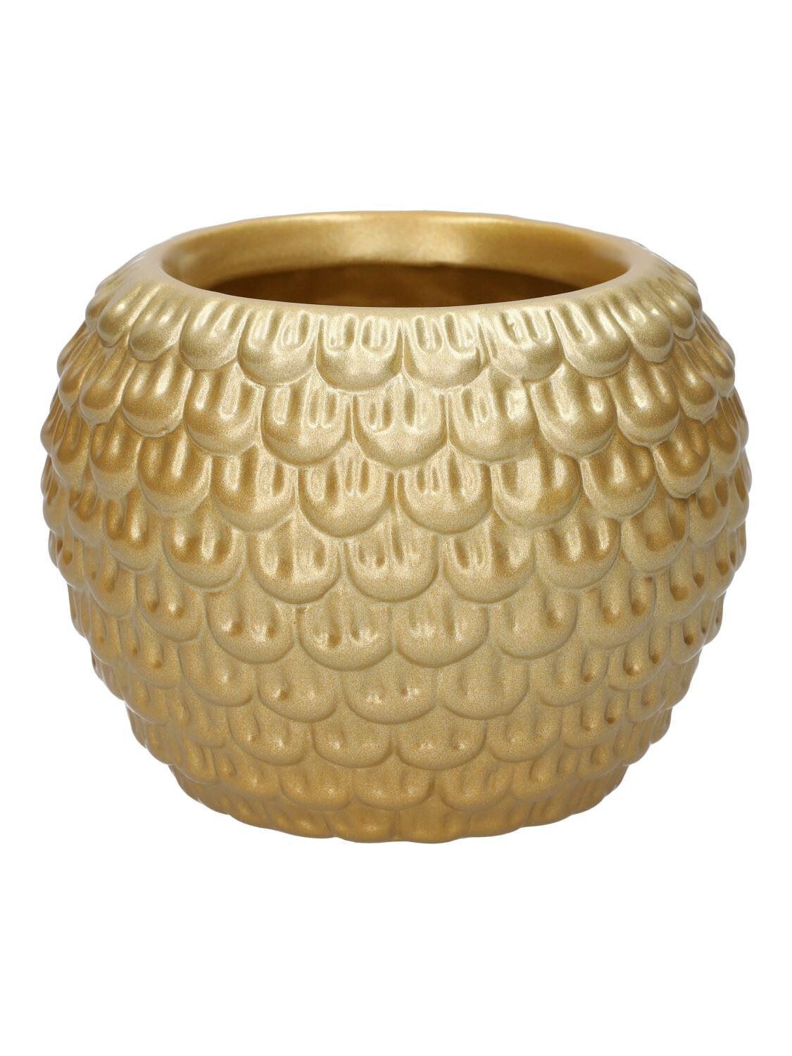 INNA-Glas Blumentopf Übertopf KASSIOPEIA, mit Muster, gold, 10,9cm, Ø14,5cm