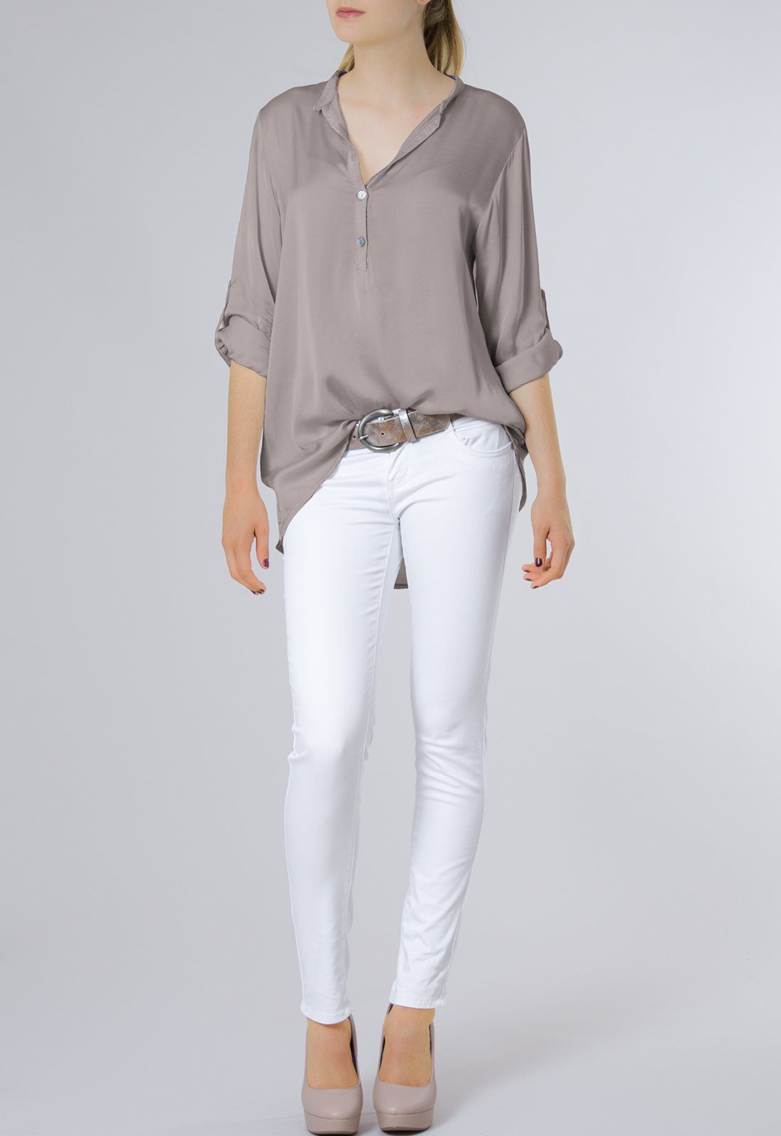 Caspar Shirtbluse BLU003 lässig elegante Damen Satin Hemdbluse günstig online kaufen