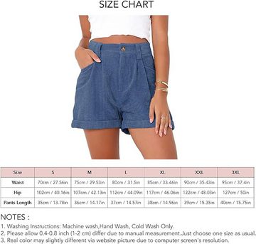 BlauWave Cargoshorts Kurze Hosen für Damen Mittlere Taille Sommershorts (1-tlg., Atmungsaktive Cord-Shorts, Reine Farbe, Lässige Shorts mit Taschen) Geeignet für tägliche Reisen