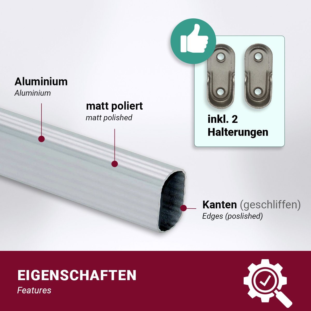 HOOZ Kleiderstange Kleiderstange Silber mit Halterung - 50 cm (1 St., 50 cm günstig online kaufen