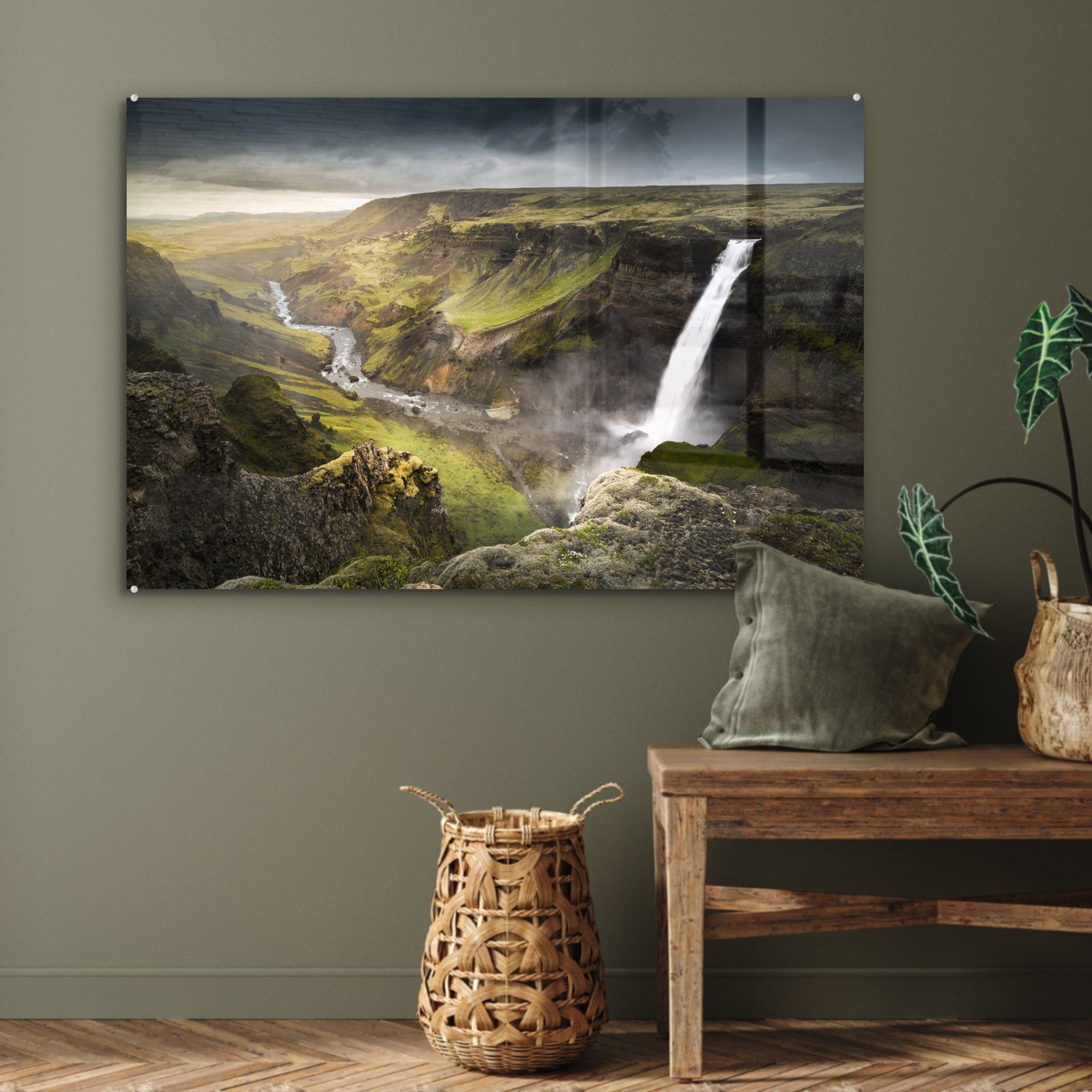 & Acrylglasbild Acrylglasbilder Wolken, - Wasserfall Schlafzimmer Wohnzimmer - St), (1 Skandinavien MuchoWow
