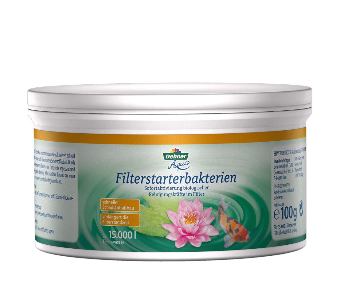 Dehner Aquariumpflege Aqua Filterstarter Bakterien, biologisch, 100 g, für 15.000 l Teichwasser