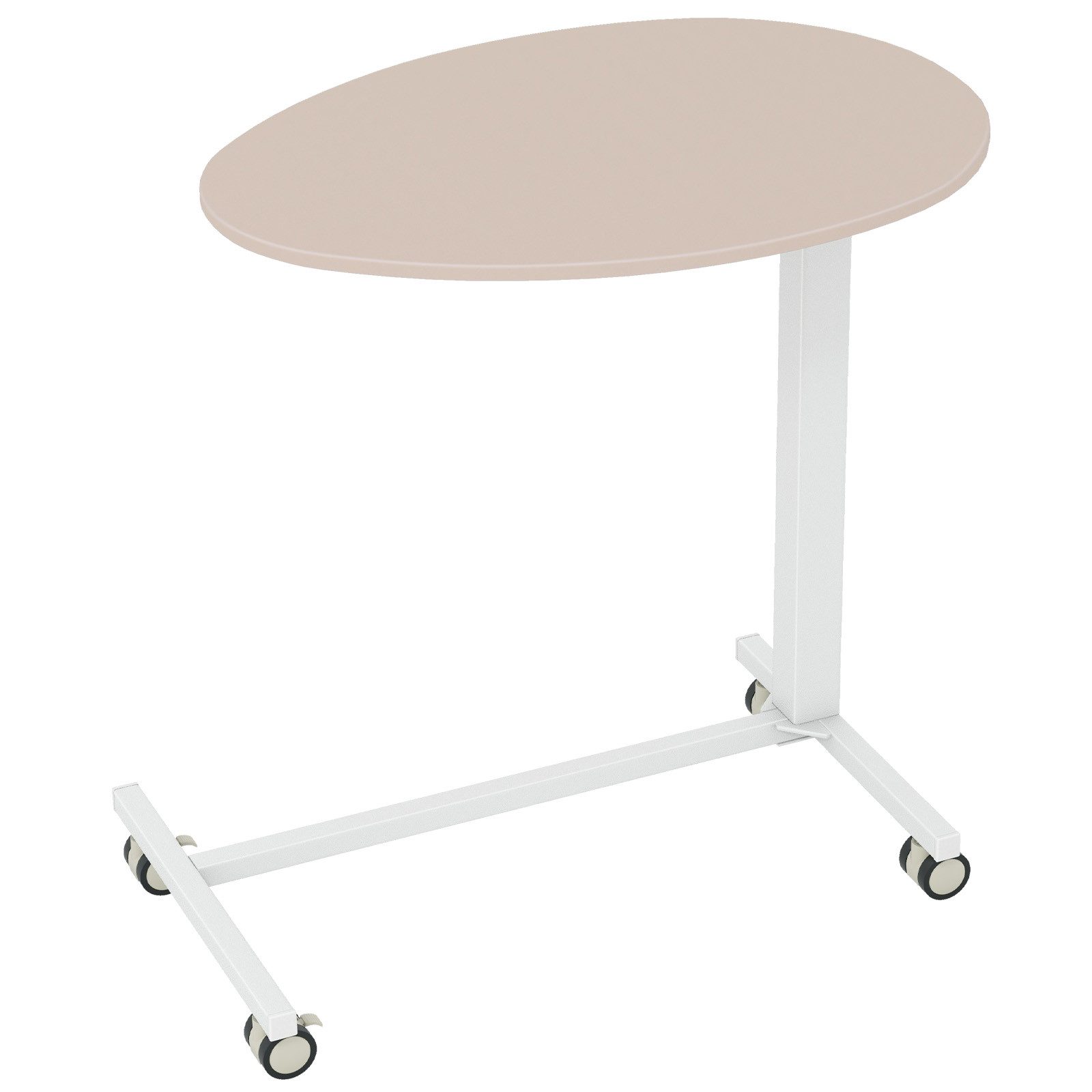 COSTWAY Beistelltisch, höhenverstellbar 74–108cm, Laptoptisch mit Rollen Rosa
