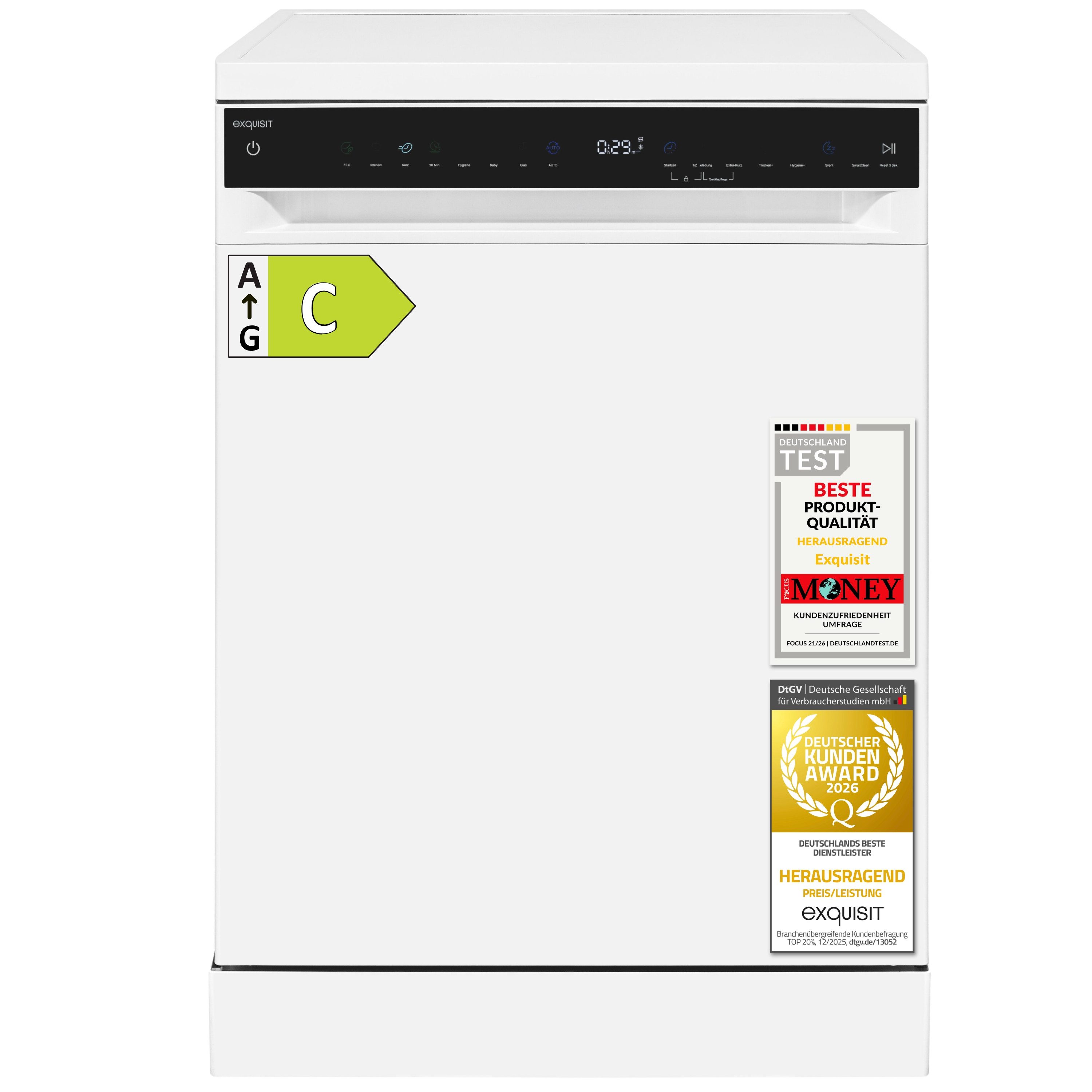 exquisit Standgeschirrspüler GSP59316-450C GSP59316-450C, 9,5 l, 16 Maßgedecke, LED, 2100 W, 84,5 x 59,8 x 59,0 cm
