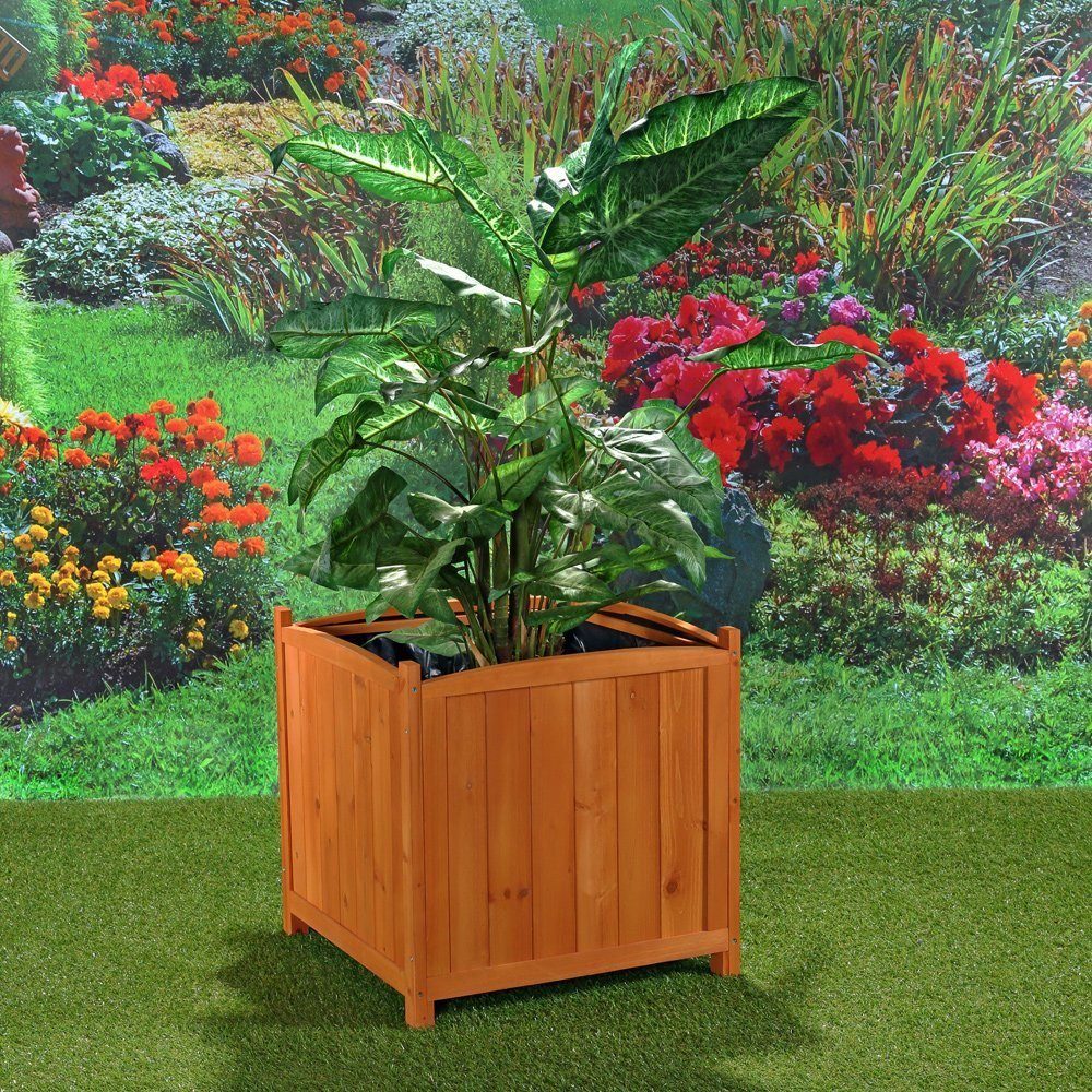 Pflanzkübel Blumenkasten Pflanztrog Blumentopf aus Holz in Braun 50cm Eckig