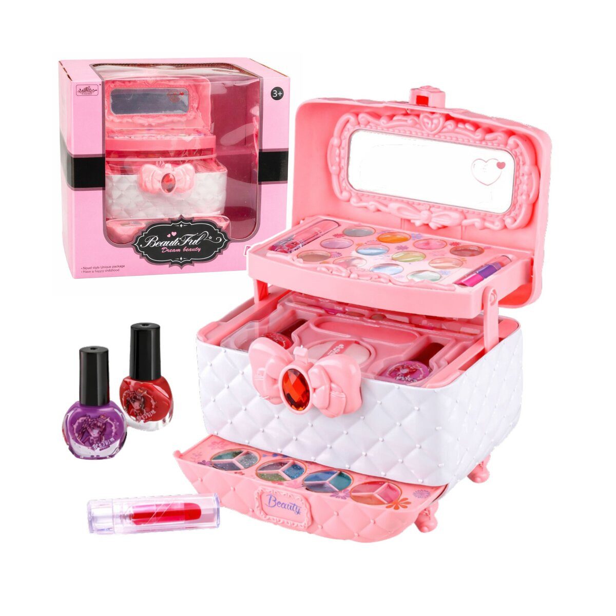 Wisam Lernspielzeug Beauty-Set für Make-up und Nägel, Kosmetikkoffer für Kinder