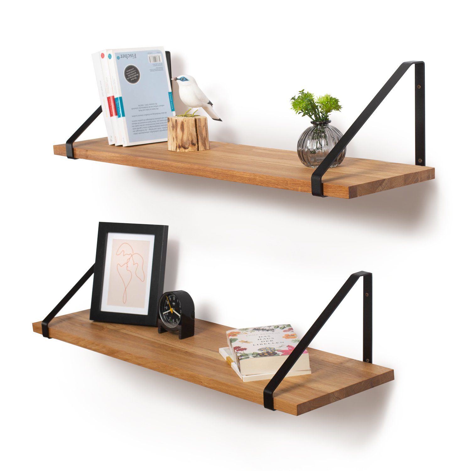 Rikmani Wandregal RAY Schweberegal Eiche schwarz, Holzregal, Wandboard, Büc günstig online kaufen