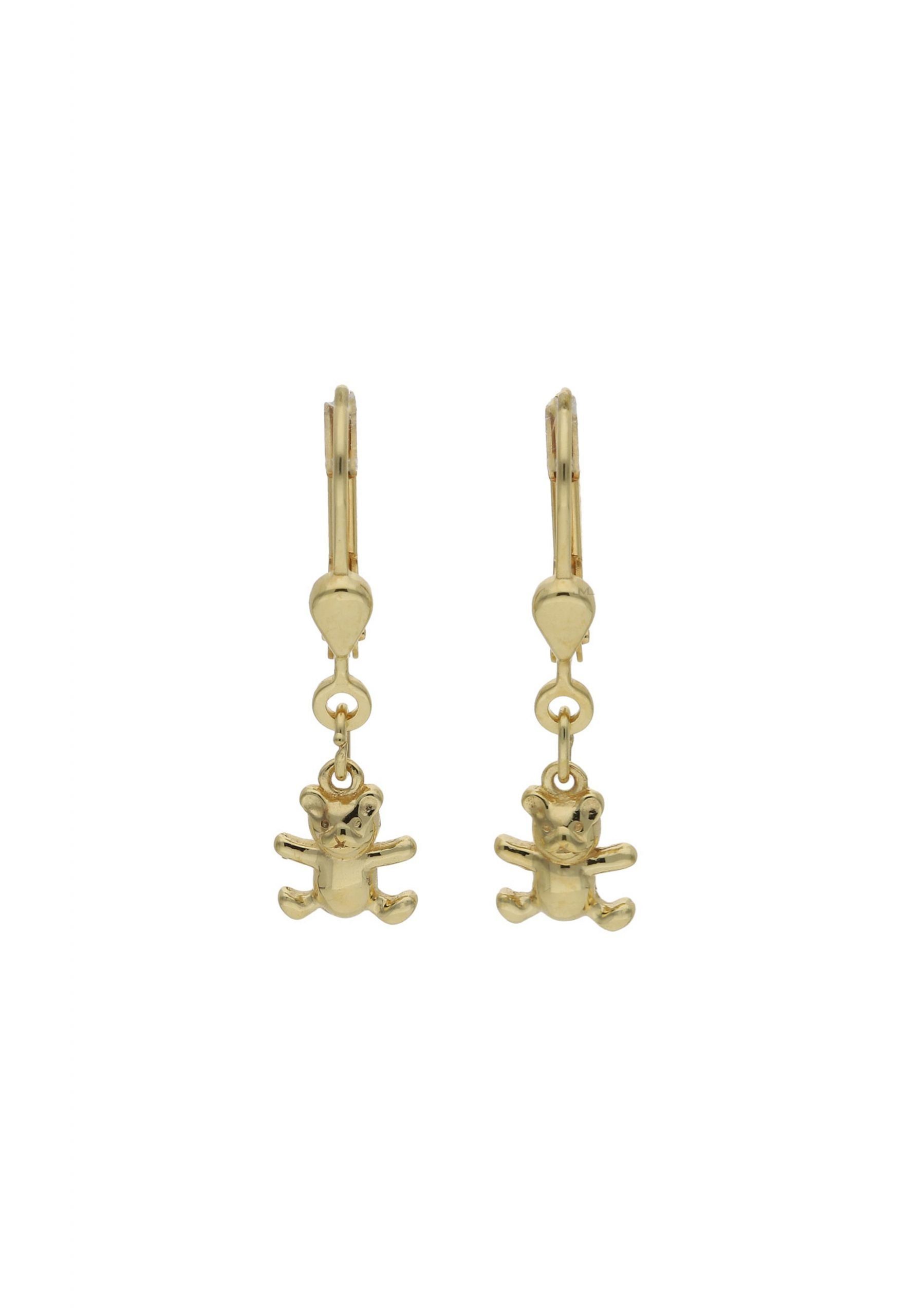 JuwelmaLux Paar Ohrhänger Ohrhänger Gold Teddybär Ohrringe 7,0 x 6,7 mm (2-tlg), Mädchen Ohrhänger Gold 333/000, inkl. Schmuckschachtel
