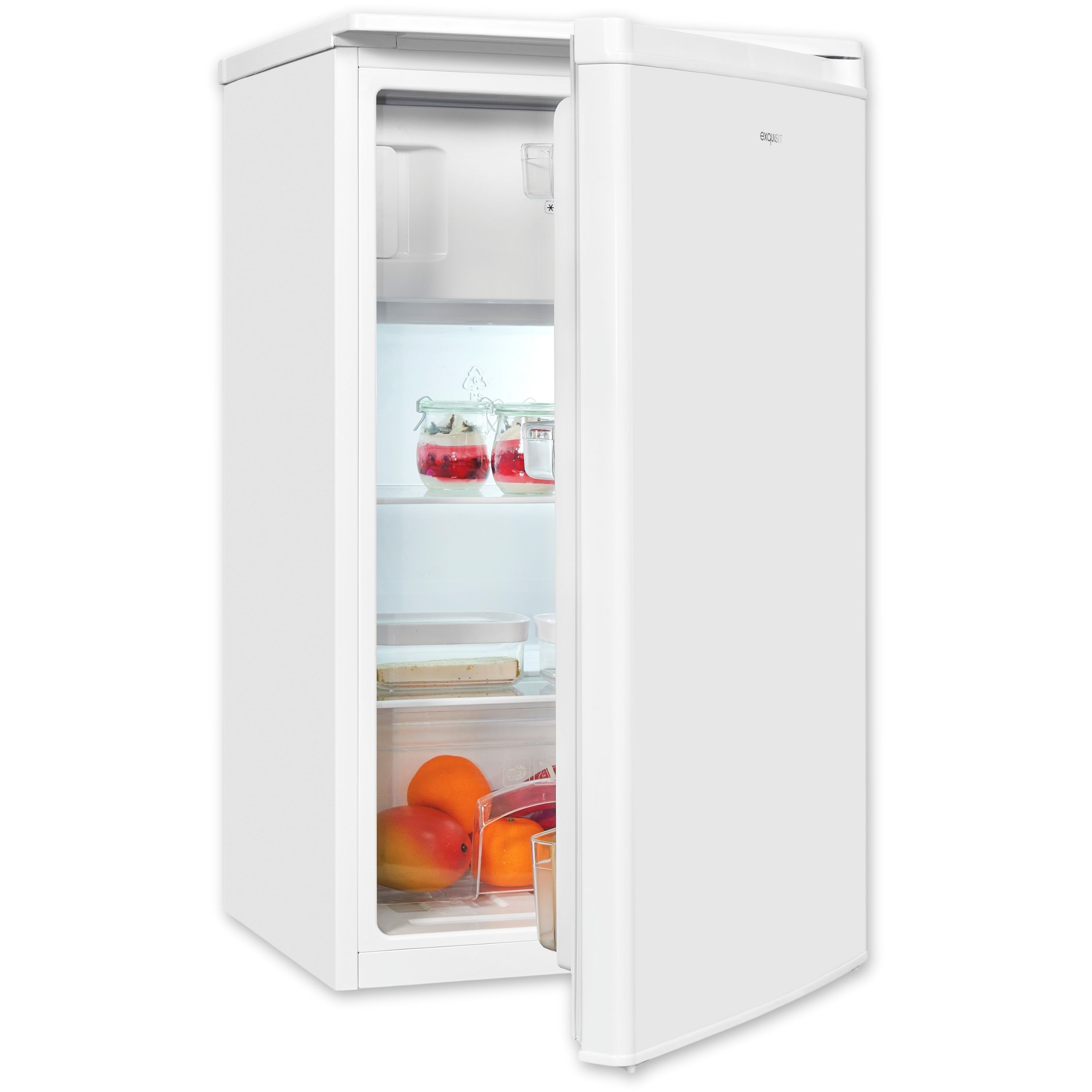 exquisit Kühlschrank KS5117-3-040E, 85 cm hoch, 48 cm breit, LED, Türanschlag wechselbar, Gemüsefach, Temperaturregelung
