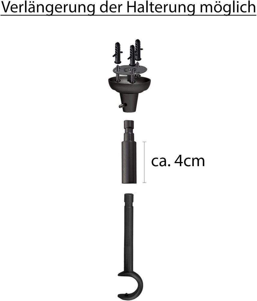 MDEKOR Gardinenstangenhalter für Gardinenstange 19 mm, Decketräger 1-läufig Schwarz Matt R Deckenhalter – Bild 5 von 5