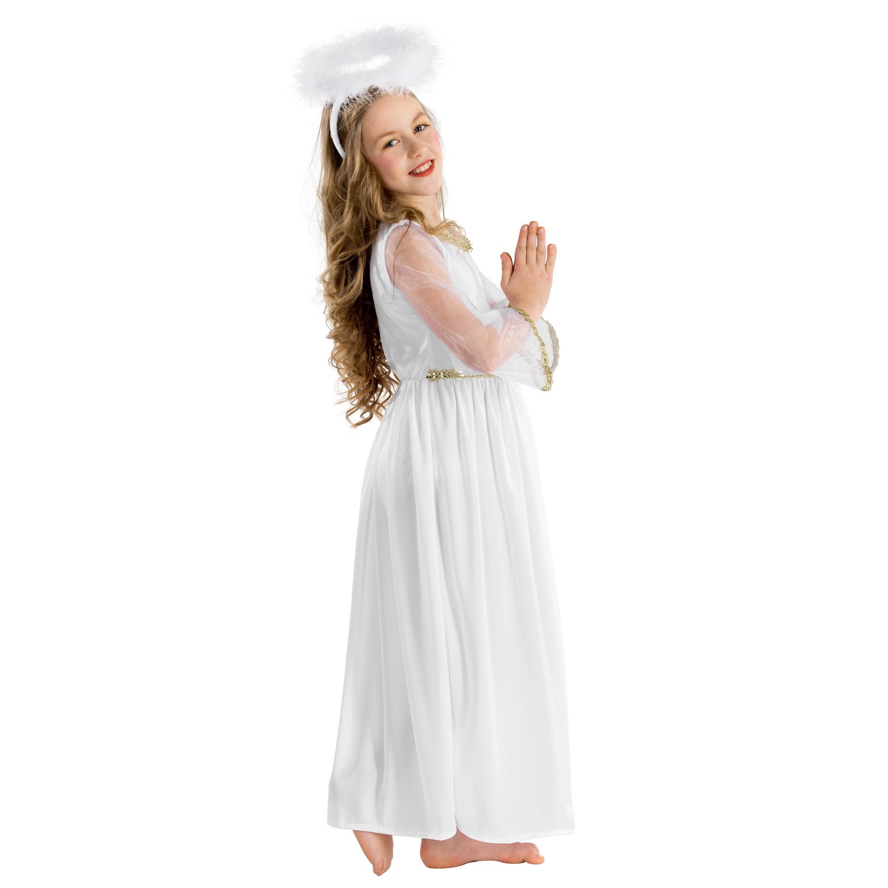 dressforfun Angel Costume, Girls' Costume, Enchanting Angel, Long Angel Dress with Velcro Closure at the Collar