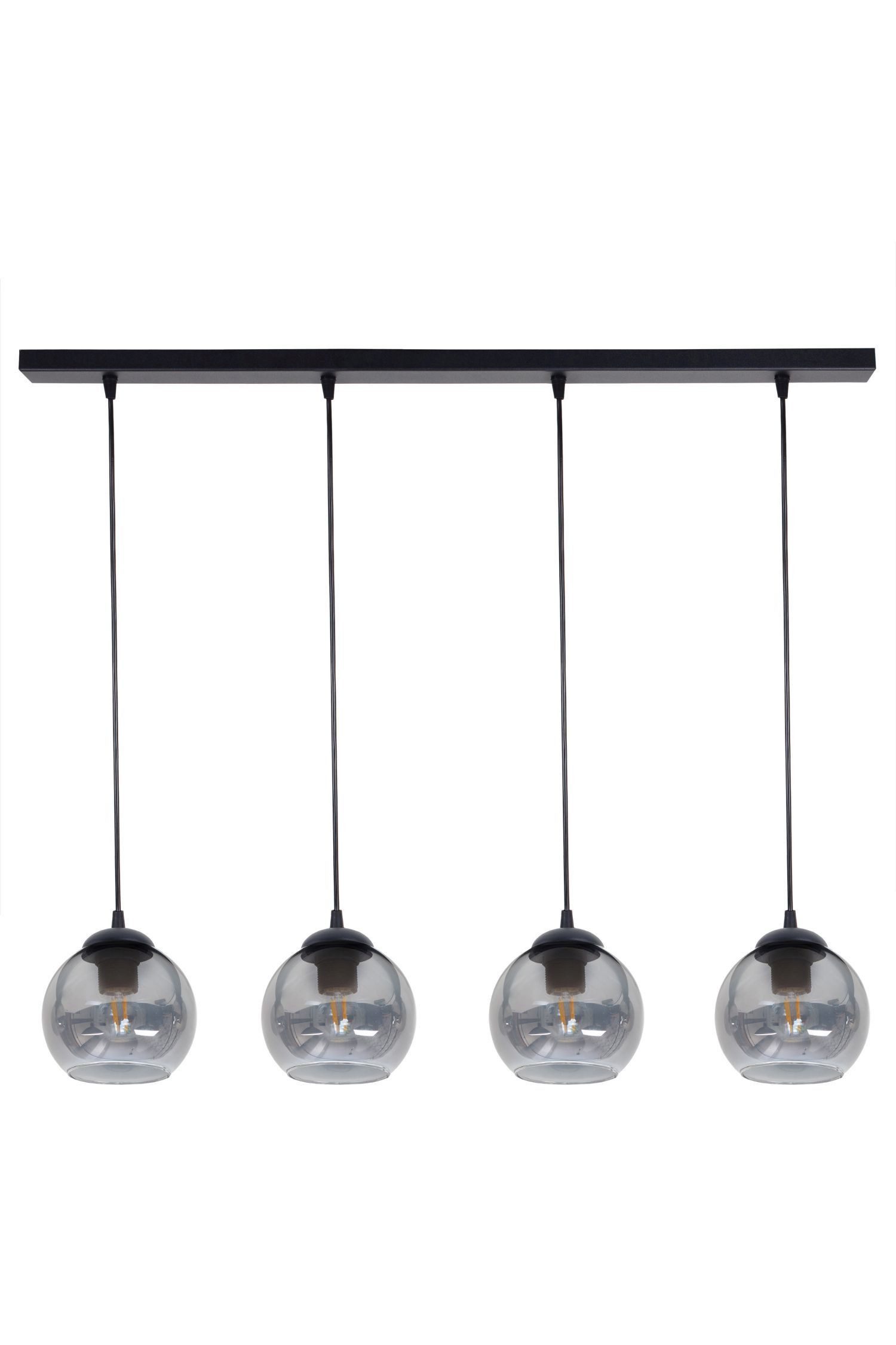 Licht-Erlebnisse Pendelleuchte STAMGUI, ohne Leuchtmittel, Rauchglas Metall E27 H: max. 90 cm Schwarz Rauchgrau 4-flammig Modern