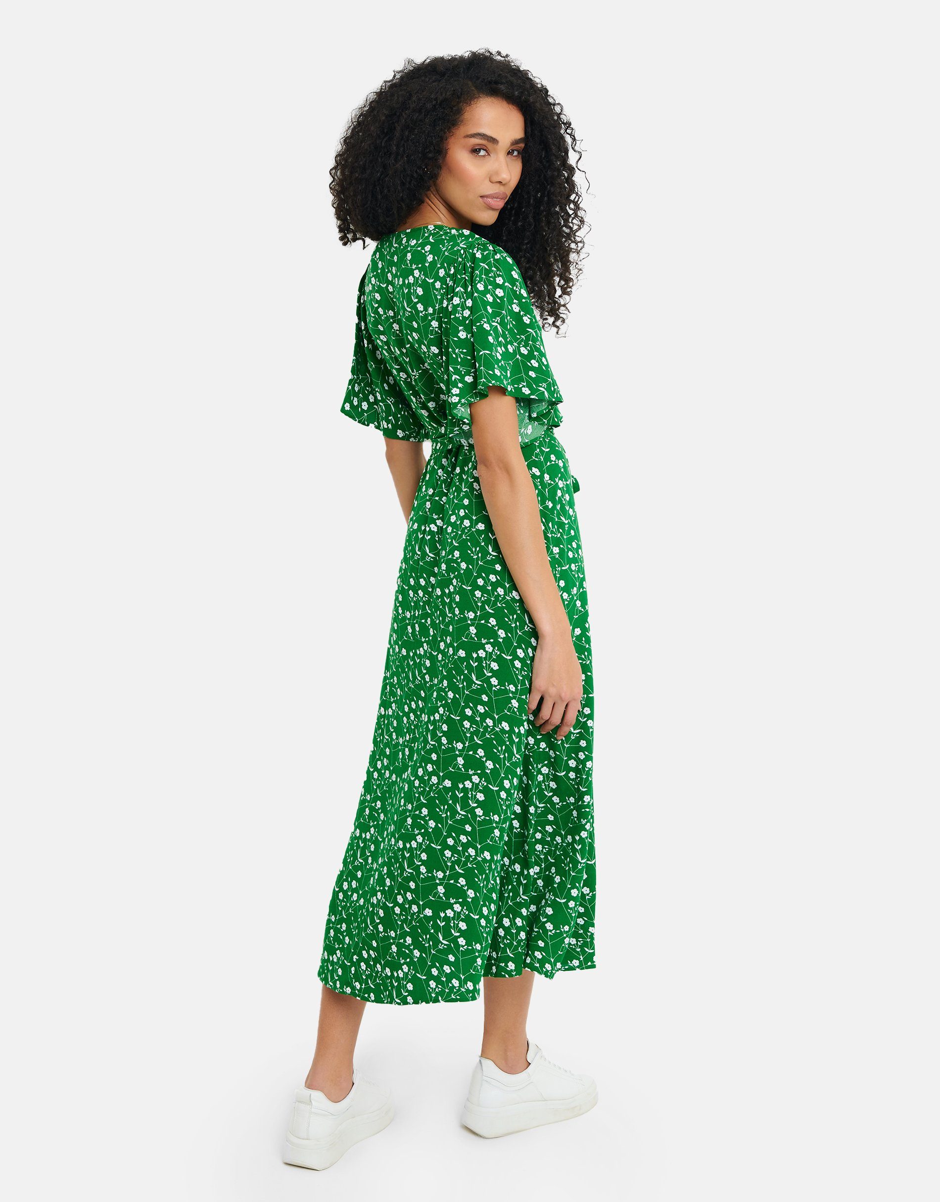 Threadbare Sommerkleid THB Button Green Dress Pastill - Midi Fruit grün