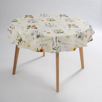 laro Tischdecke Wachstuch-Tischdecken Abwaschbar Olive Sonnenblume Sommer Rund 140cm