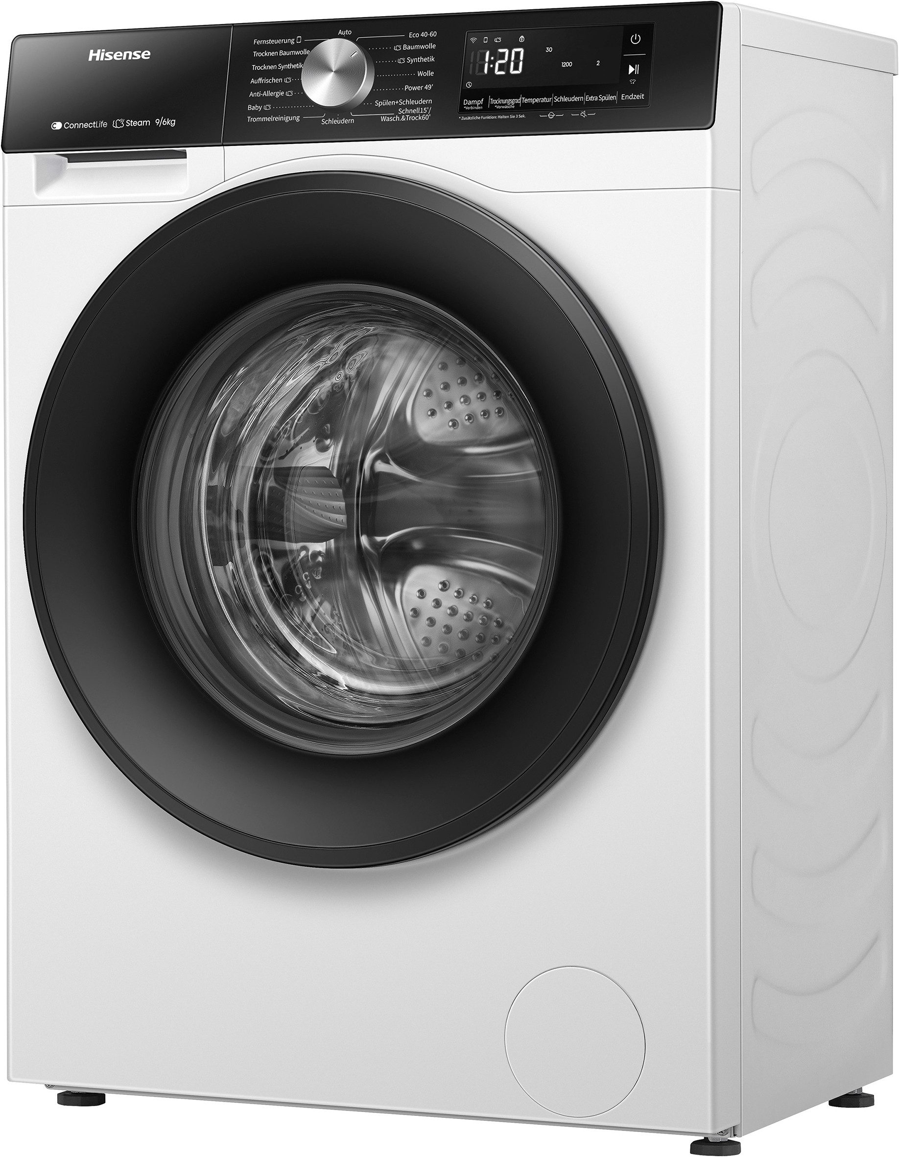 Hisense Waschtrockner 3s Serie WD3S9043BW3, 9 kg, 6 kg, 1400 U/min, Waschen & Trocknen in 60 min. – Bild 4 von 5
