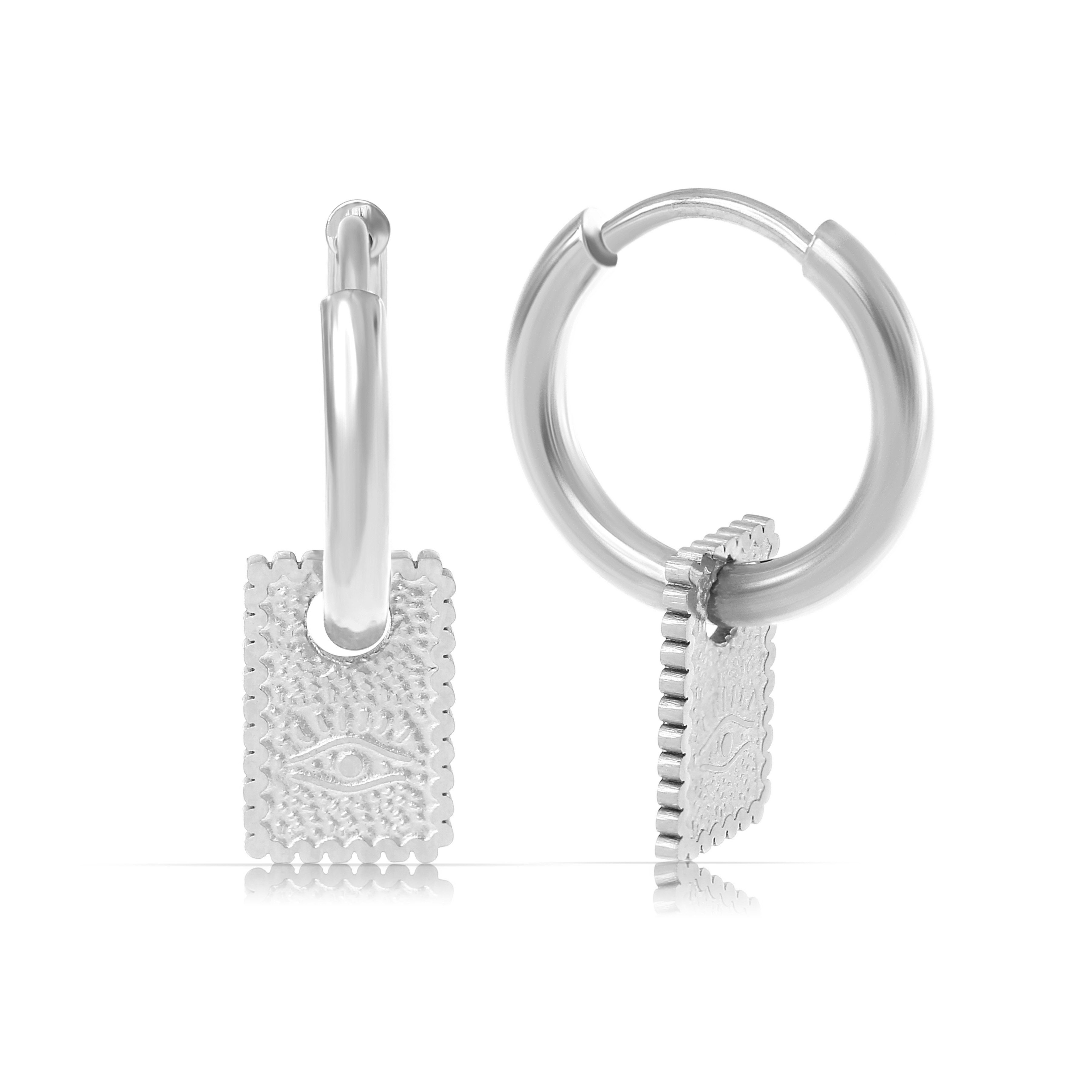 Made by Nami Paar Ohrhänger Set Ohrhänger Silber/Gold Edelstahl Evil Eye hypoallergen wasserfest, minimalistischer Stil - Boho-Schmuck für empfindliche Haut