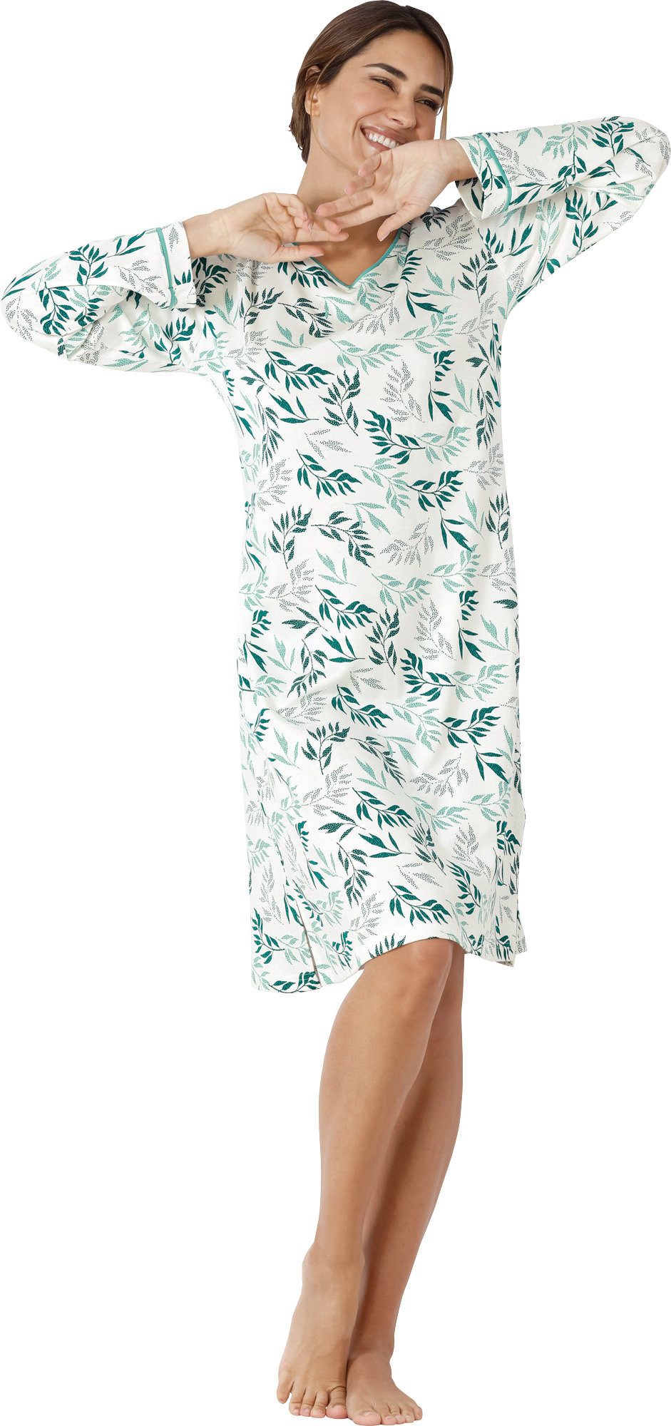 Hajo Nachthemd Damen-Nachthemd Interlock-Jersey gemustert günstig online kaufen