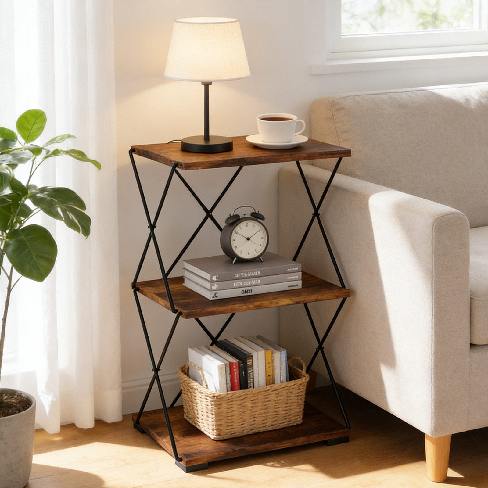 BlingBin Bücherregal Regal mit 3 Ebenen 40 cm Breit Bücherregal Offenes Standregal, 1er Set 1-tlg., Industrielles Würfelregal für Wohnzimmer Schlafzimmer Büro Küche