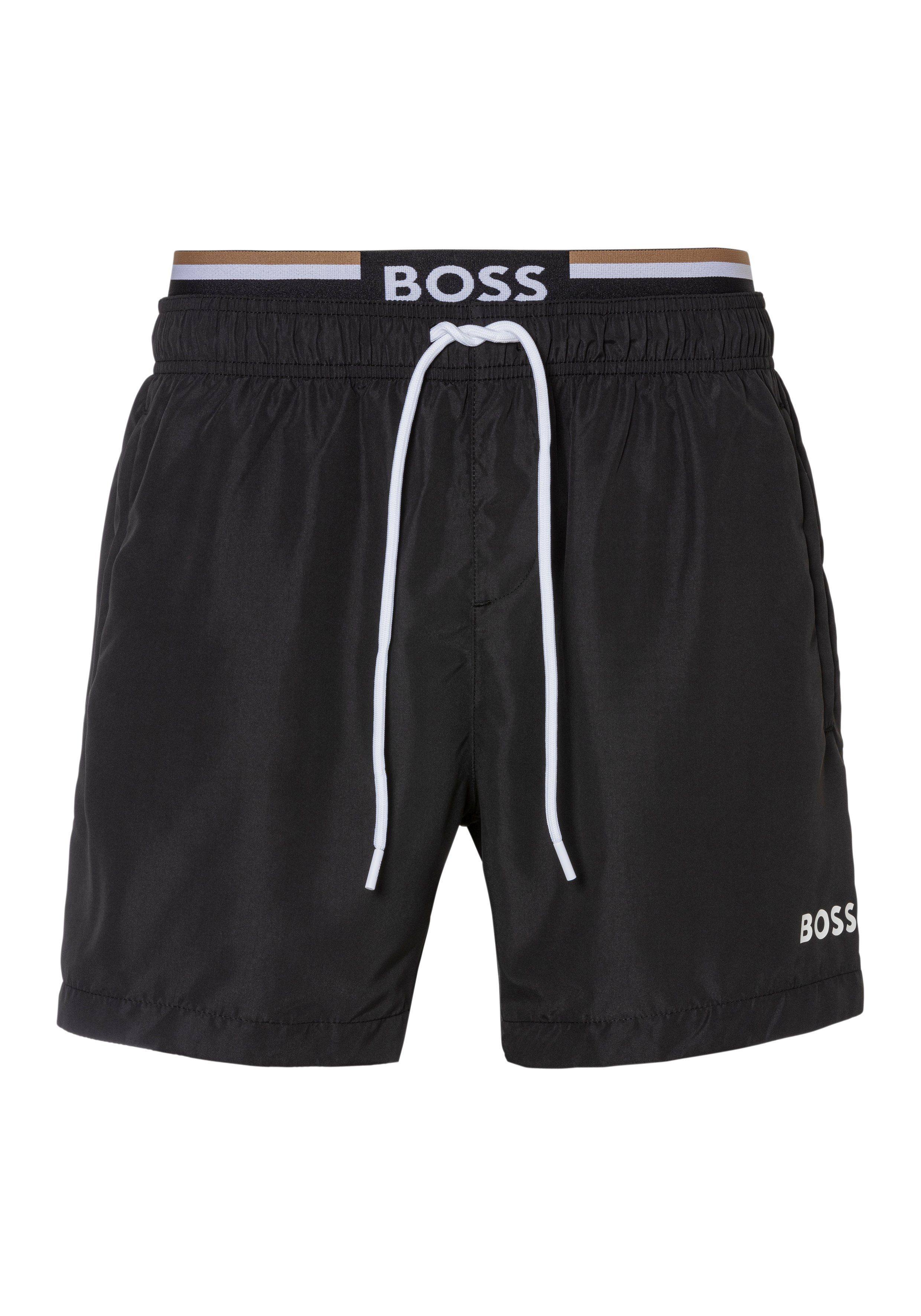 BOSS Badeshorts Amur mit angesetztem Logobündchen