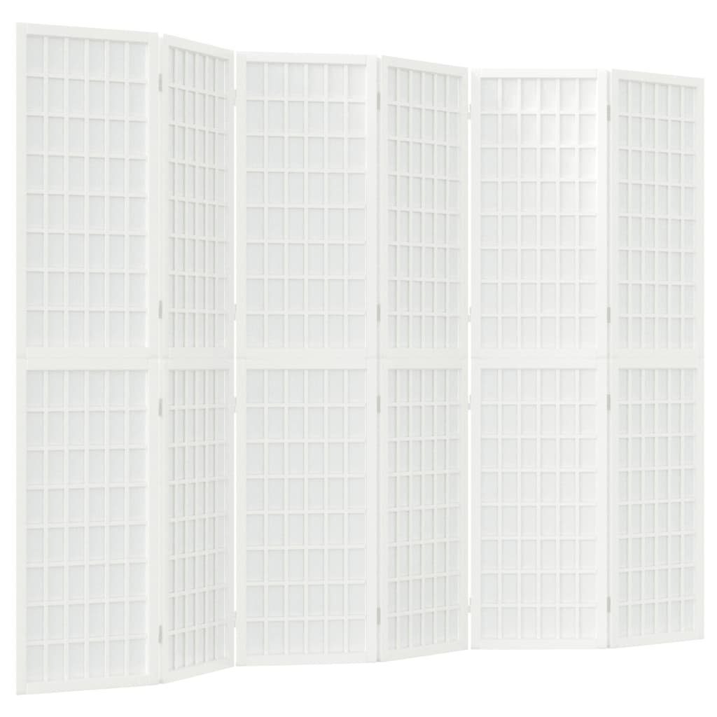 vidaXL Raumteiler 6-tlg. Paravent Japanischer Stil Faltbar 240x170 cm Weiß, 1-tlg.