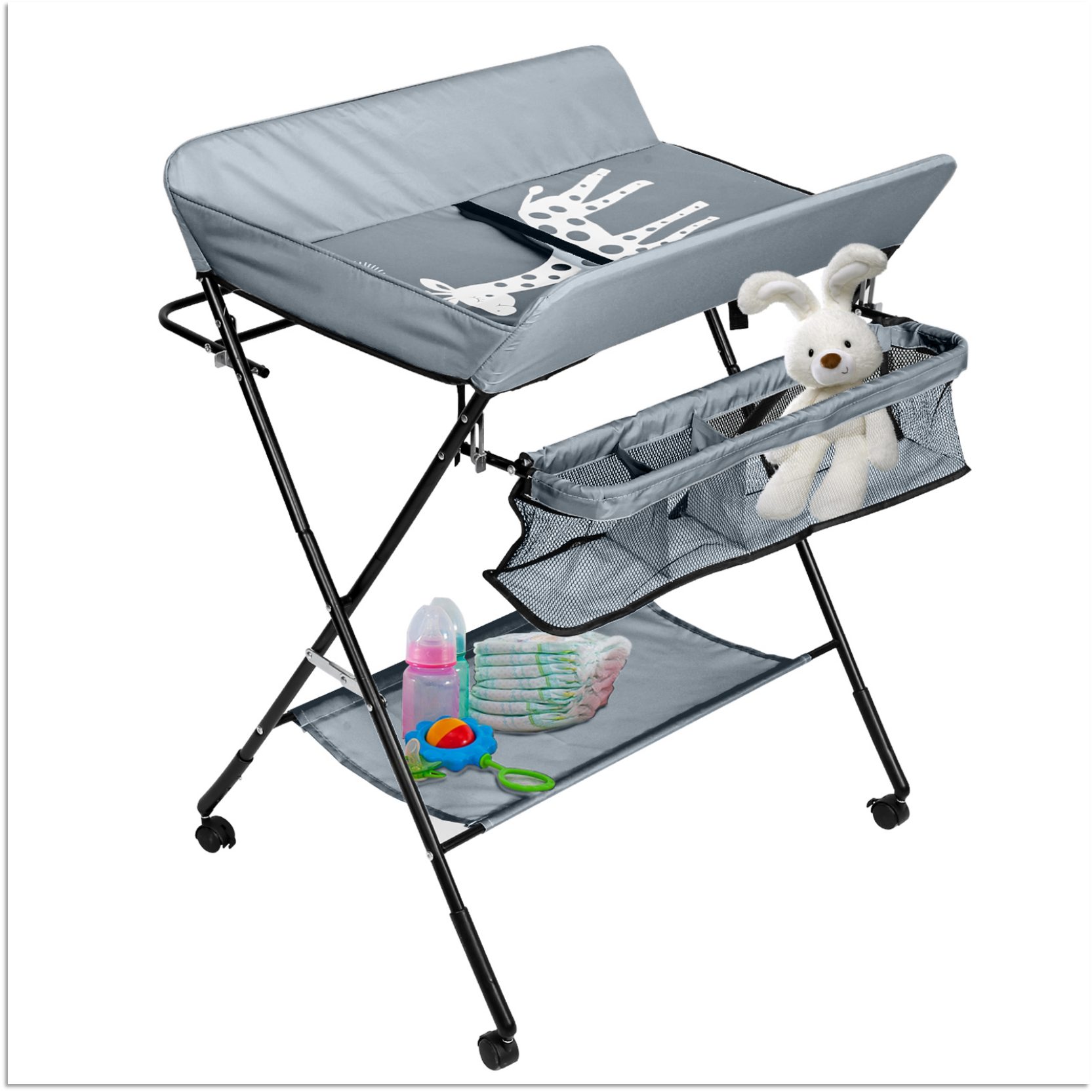 Clanmacy Wickeltisch Wickeltisch,Wickelkommode Reisewickelkommode Mit Rolle günstig online kaufen