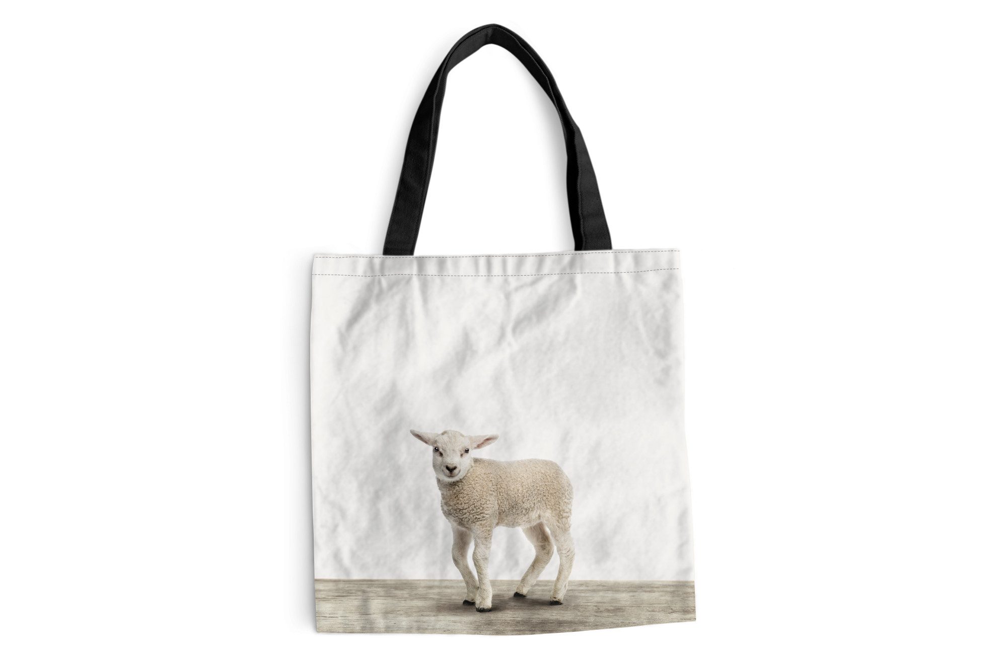 MuchoWow Shopper Lamm - Schaf - Tiere - Kinder - Mädchen - Jungen, Handtasche, Damen und Herren, Schultertasche, Umhängetasche, Tote Bag