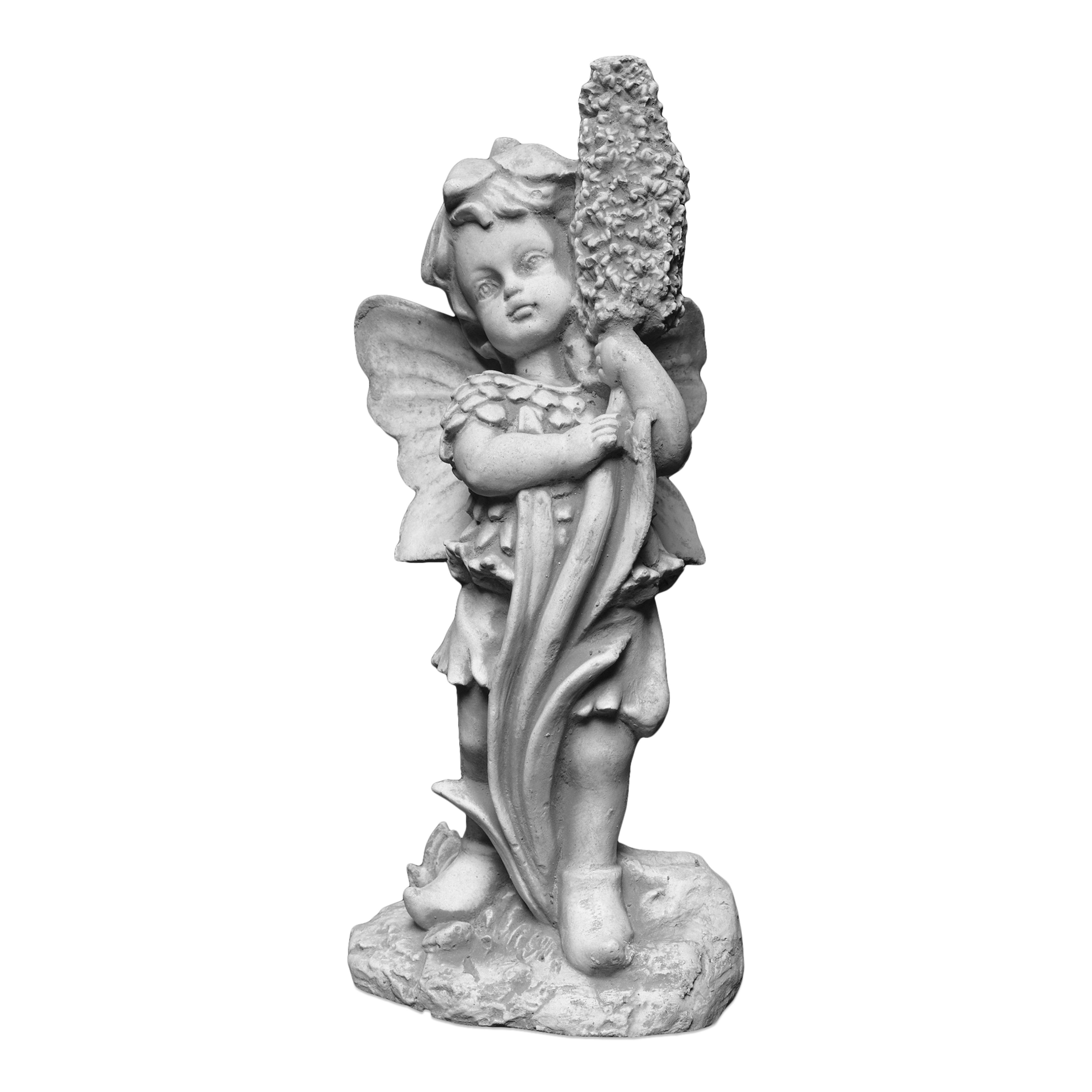 gartendekoparadies.de Gartenfigur Elfe mit Hyazinthe, Steinfigur, H. 32 cm, 3 kg, Frostsicher