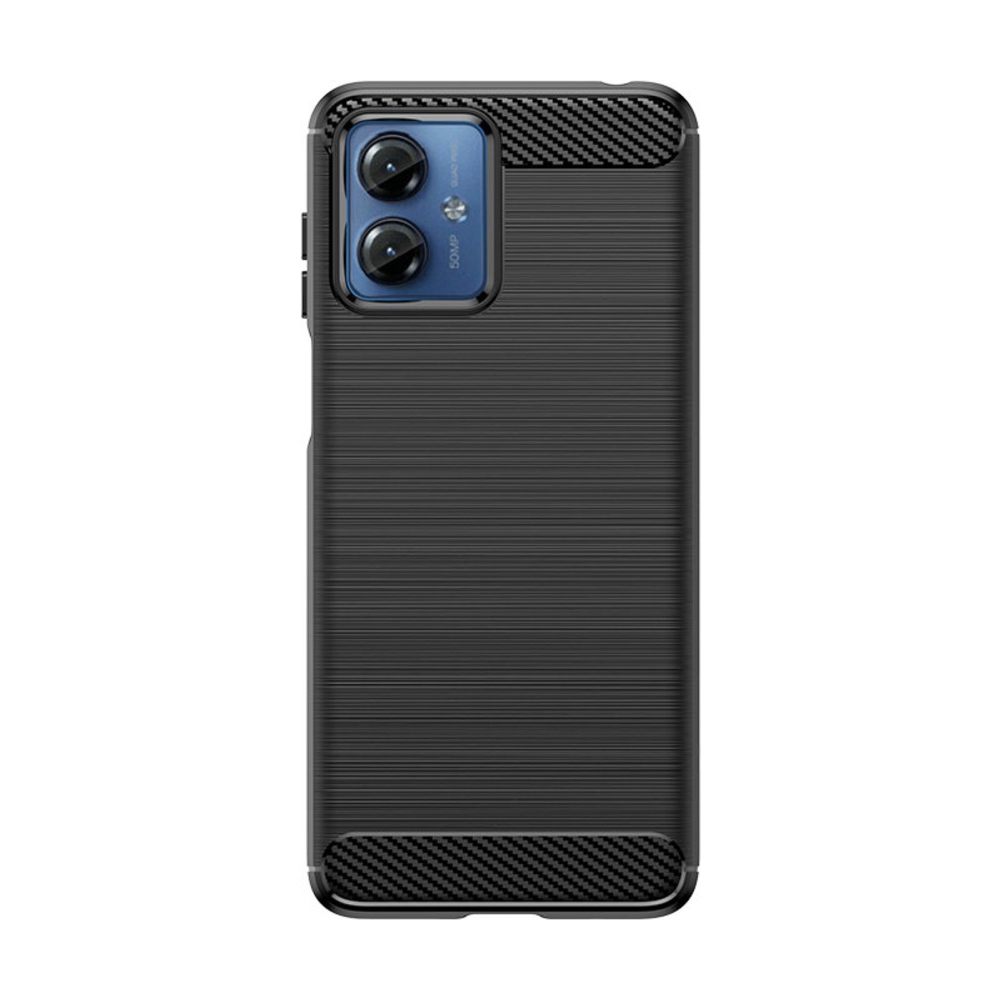 COFI 1453 Handyhülle Hülle für Motorola Edge 40 Pro flexible Silikon-Carbon-Hülle schwarz